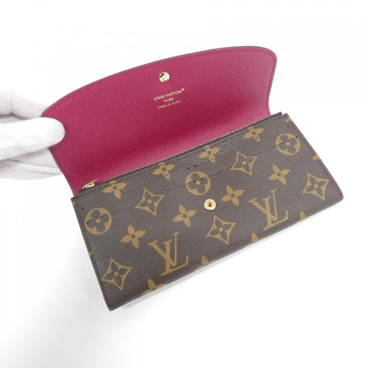 Louis Vuitton Fuchsia Marron Coated Canvas Long Wallet (Bi-Fold) (Pre-Owned)