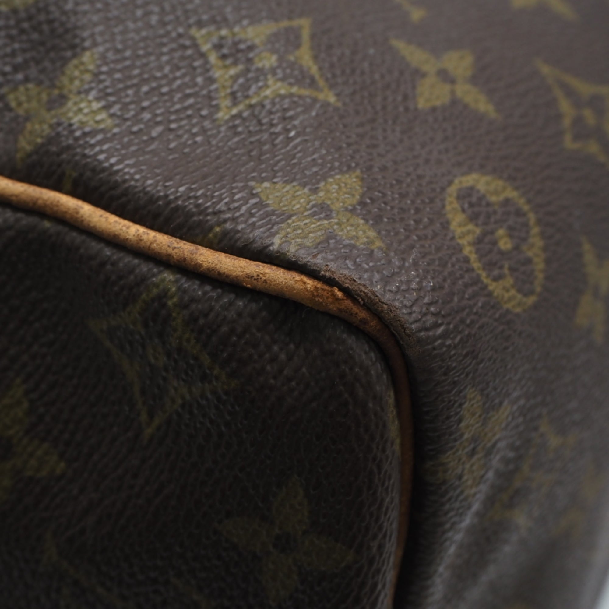 Louis Vuitton Beige Brown Coated Canvas Leather Boston Bag (Pre-Owned)