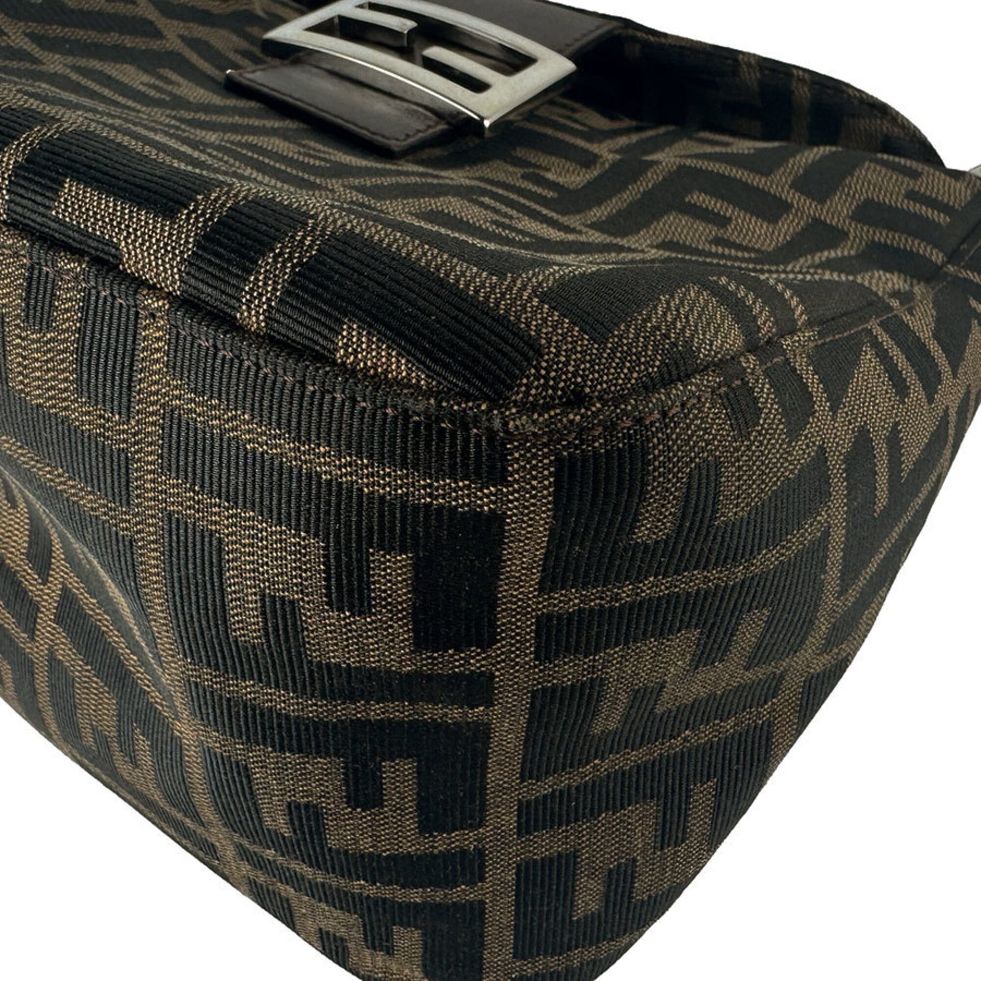 Fendi Brown Nylon Canvas Leather Handbag (Pre-Owned)