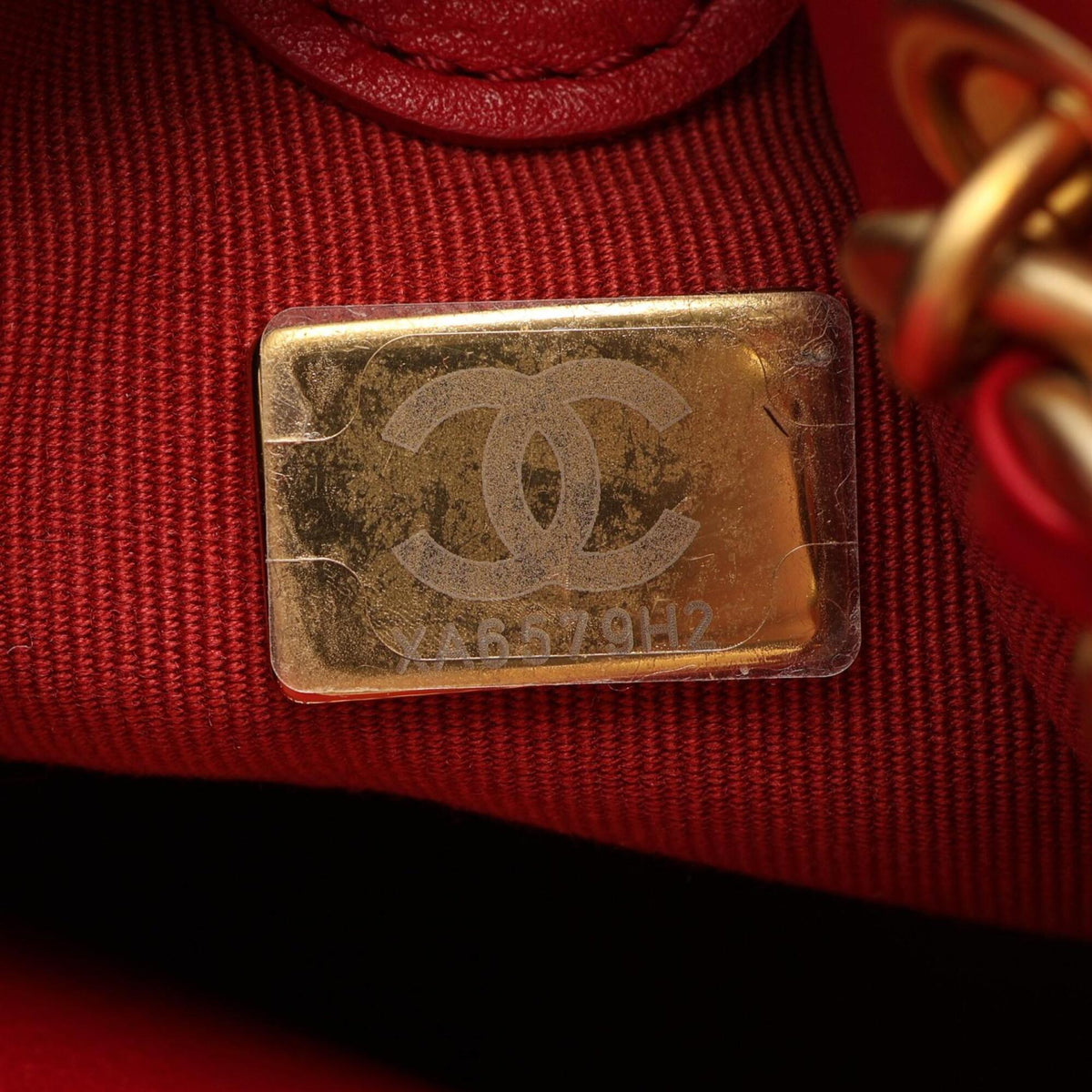 Chanel Red Color Leather Backpack Handbag (Pre-Owned)