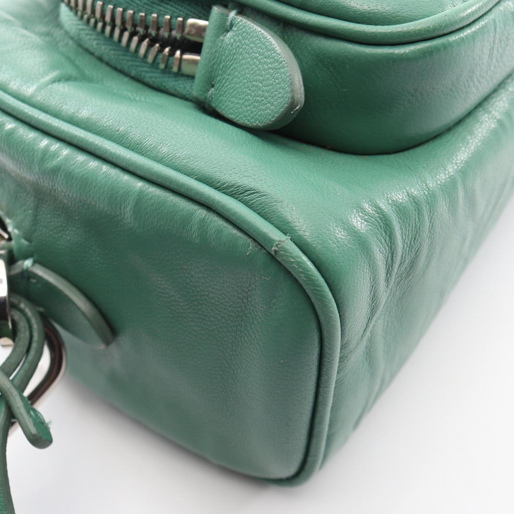 Prada Green Leather Handbag Shoulder Bag (Pre-Owned)