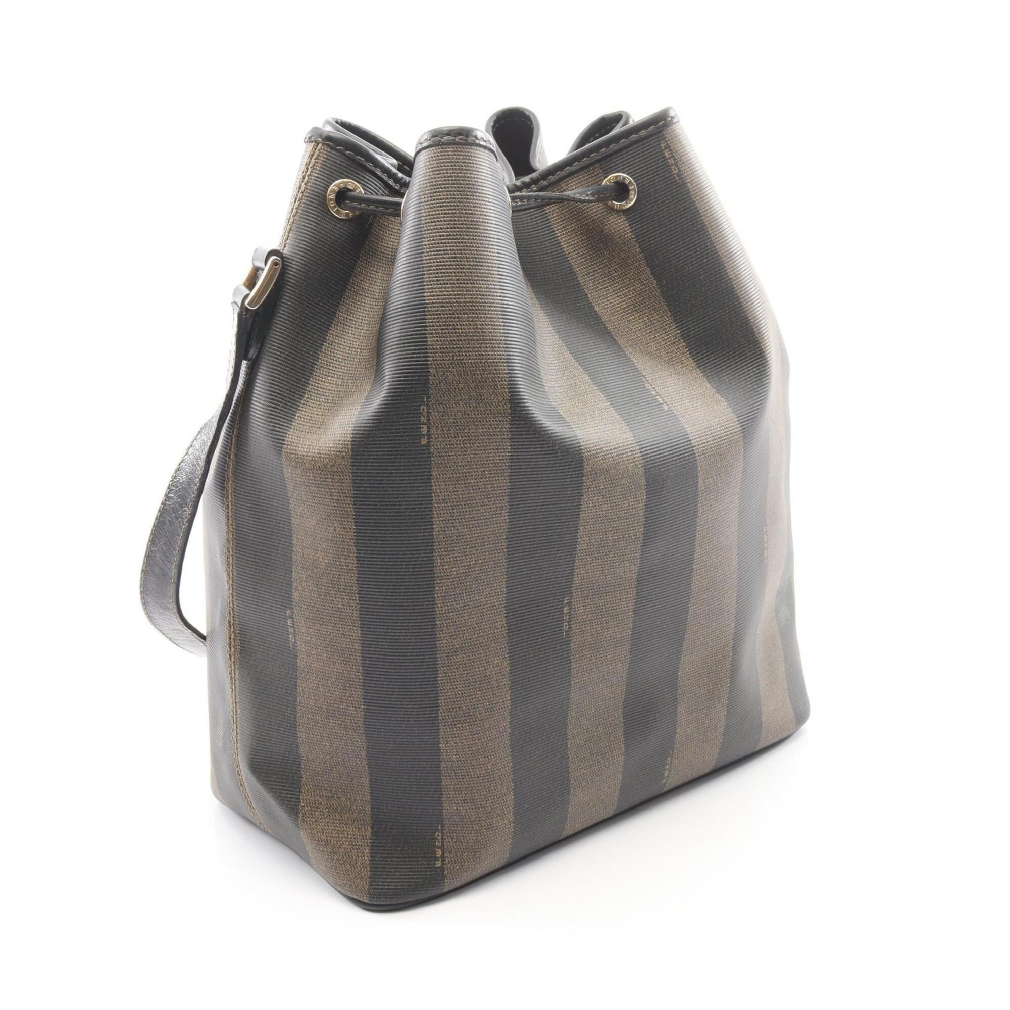 Fendi Black Brown Coated Canvas Leather Handbag Shoulder Bag (Pre-Owned)