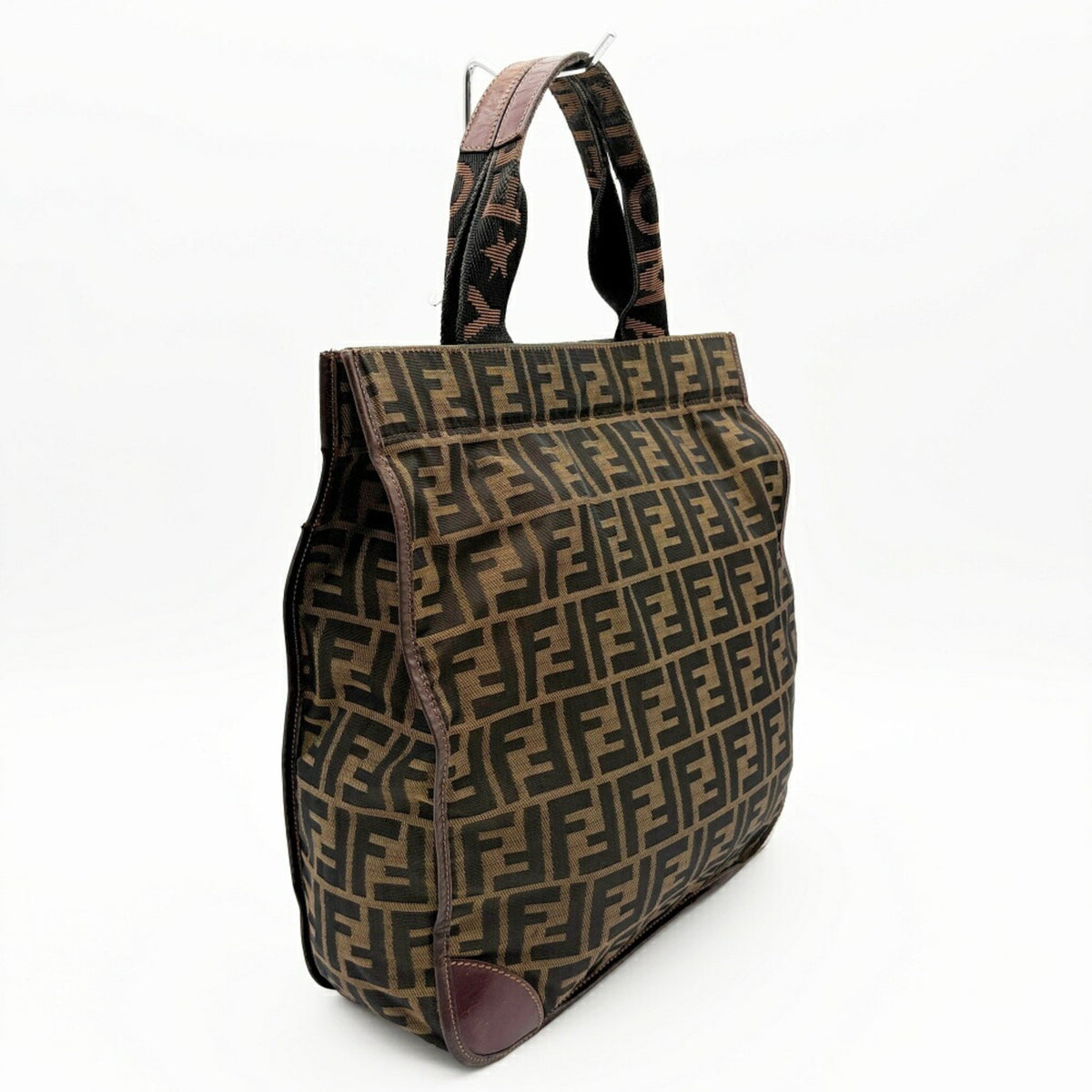 Fendi Brown Canvas Leather Tote Bag (Pre-Owned)