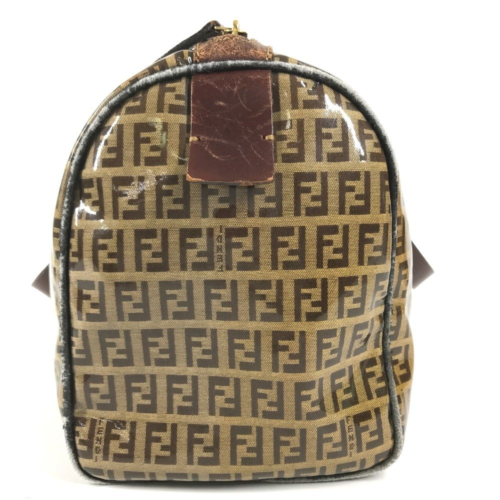 Fendi Brown Zucca Boston Bag Handbag (Pre-Owned)