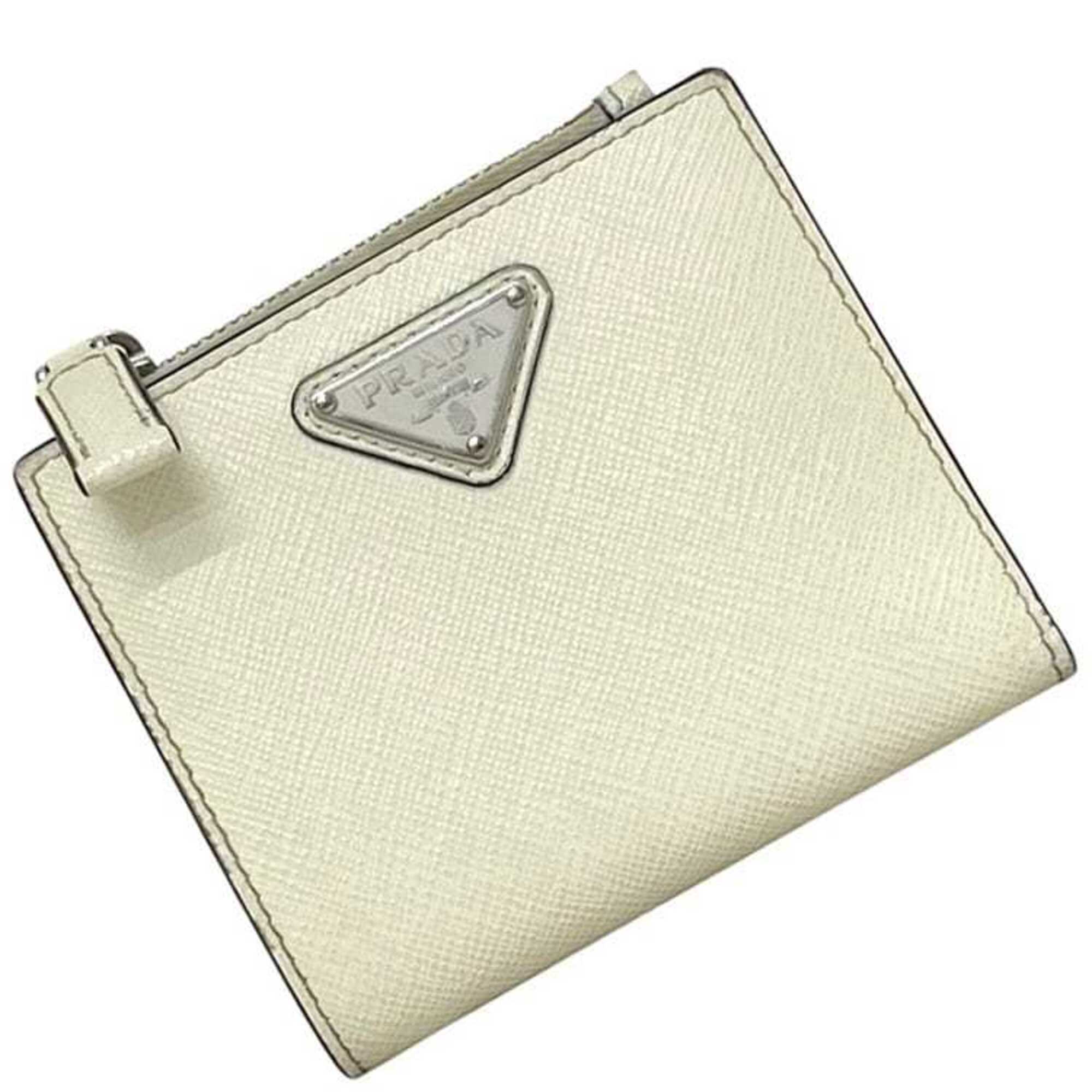 Prada White Leather Wallet (Bi-Fold) (Pre-Owned)