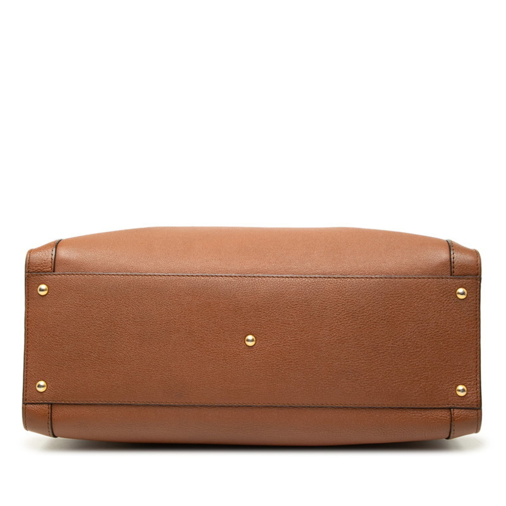 Gucci Brown Bamboo Leather Shoulder Bag Tote Bag (Pre-Owned)