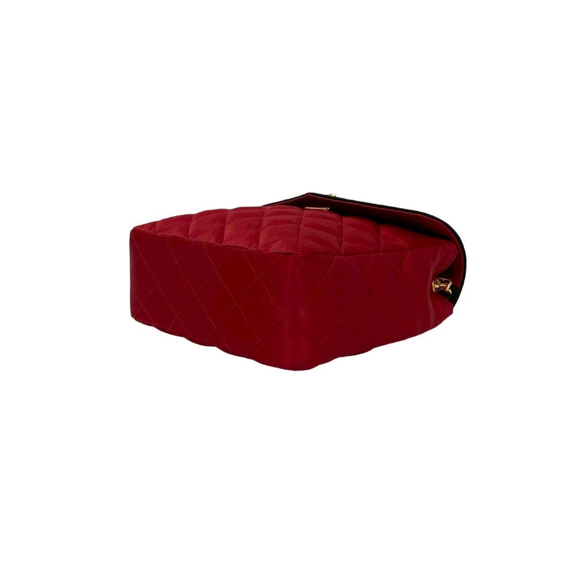 Chanel Black Red Color Satin Shoulder Bag (Pre-Owned)