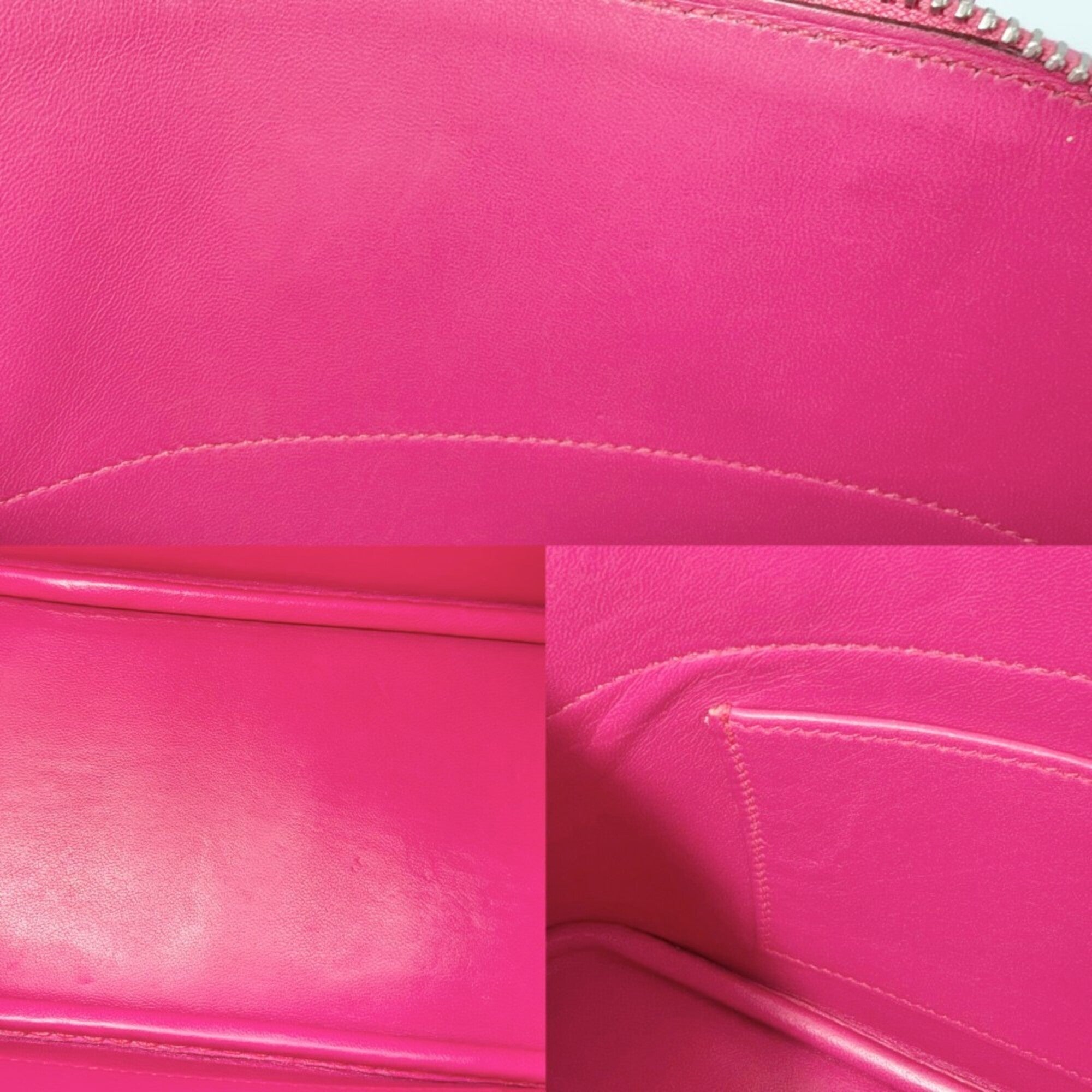 Hermes Pink Leather Handbag Shoulder Bag (Pre-Owned)