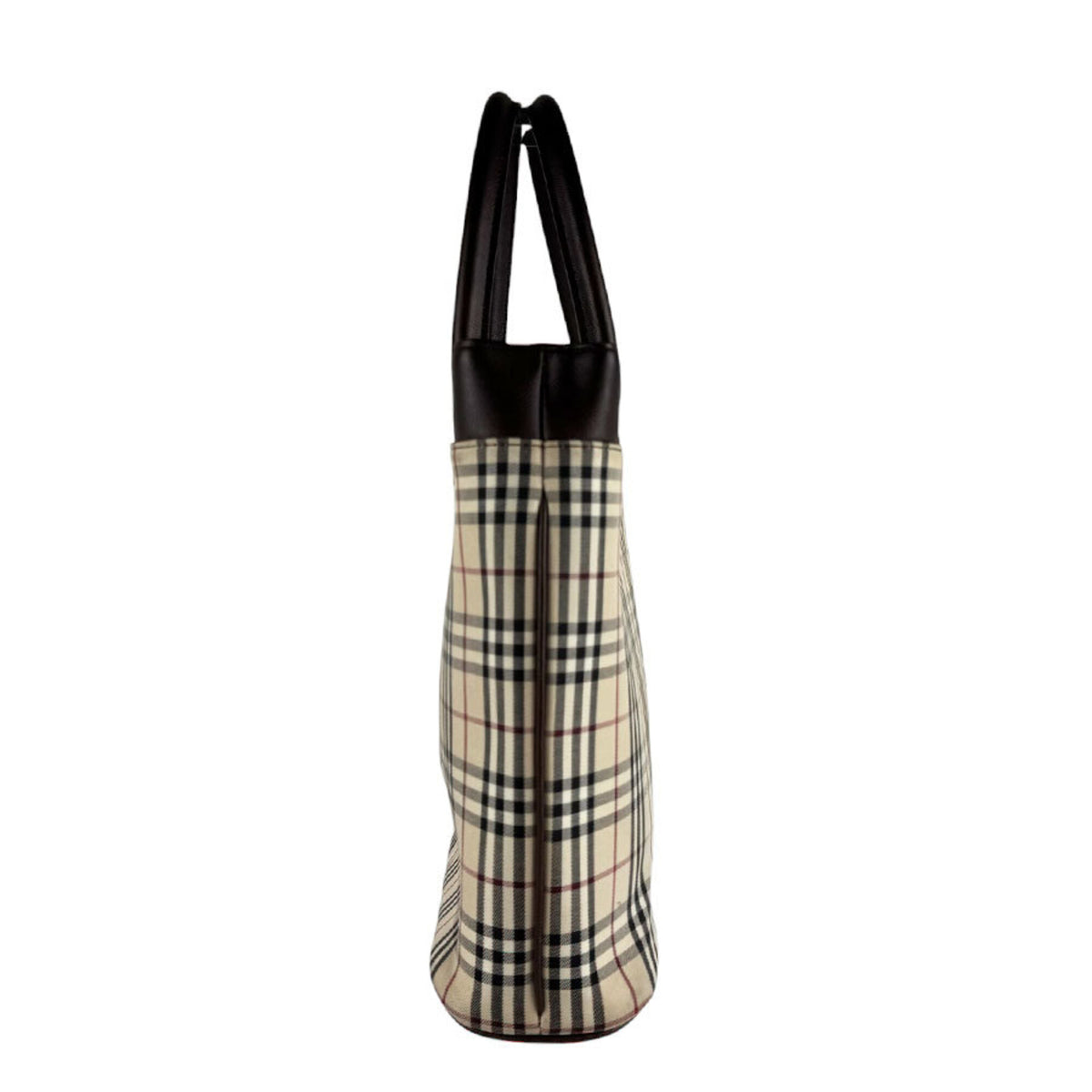 Burberry Beige Brown Nylon Canvas Leather Handbag (Pre-Owned)