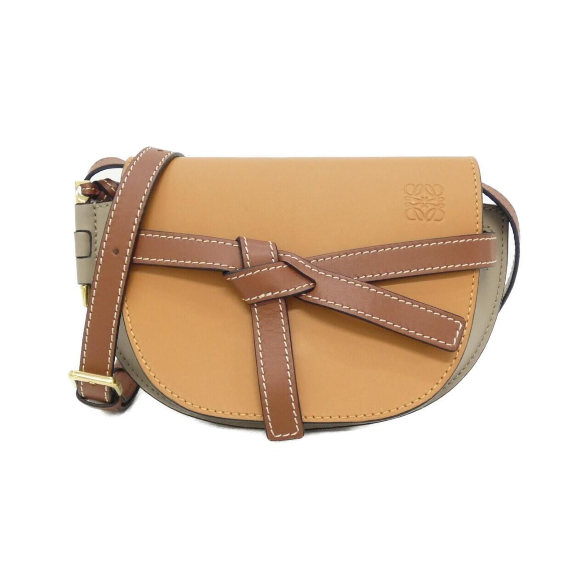 Loewe Brown Light Gray Leather Shoulder Bag (Pre-Owned)