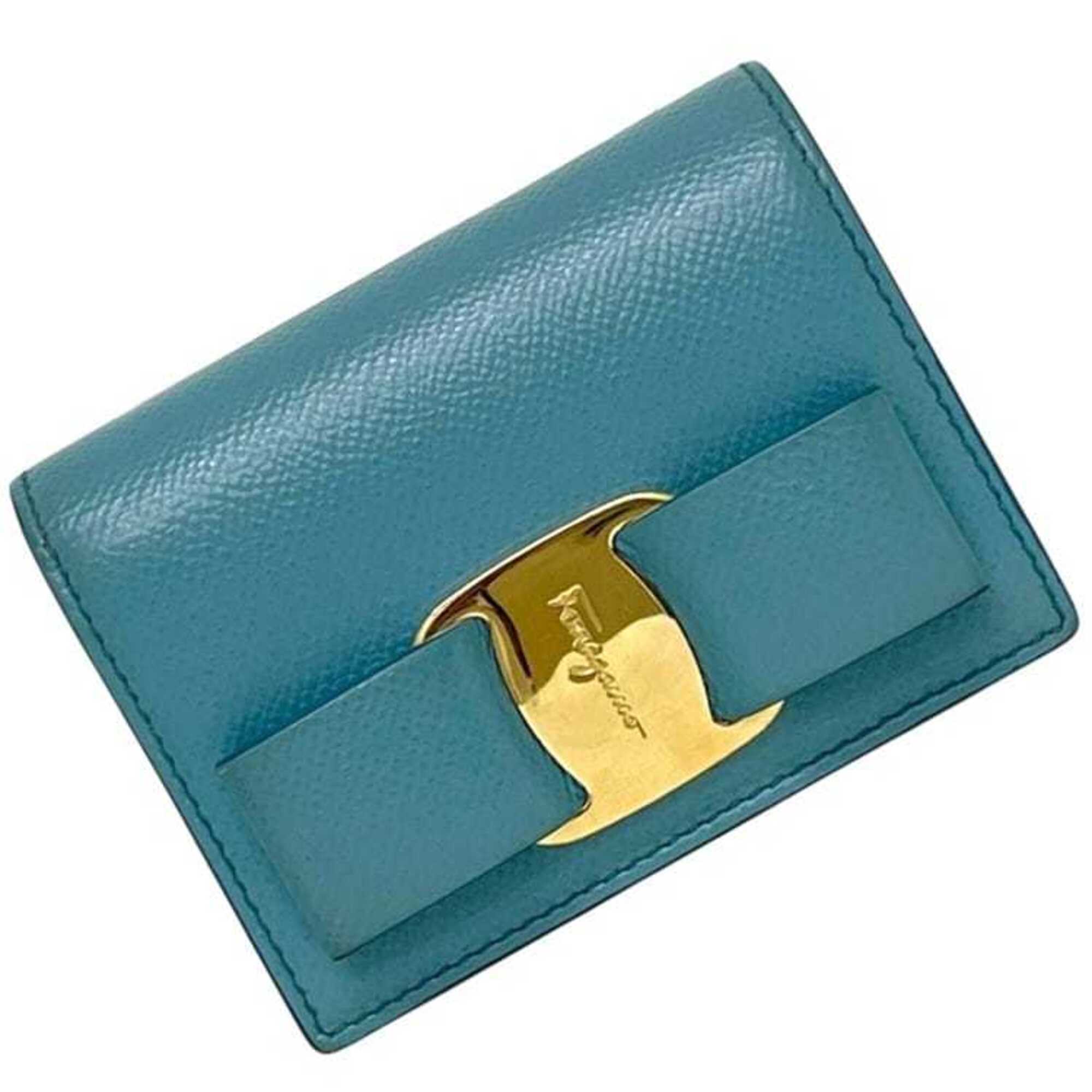 Salvatore Ferragamo Light Blue Leather Wallet (Bi-Fold) (Pre-Owned)