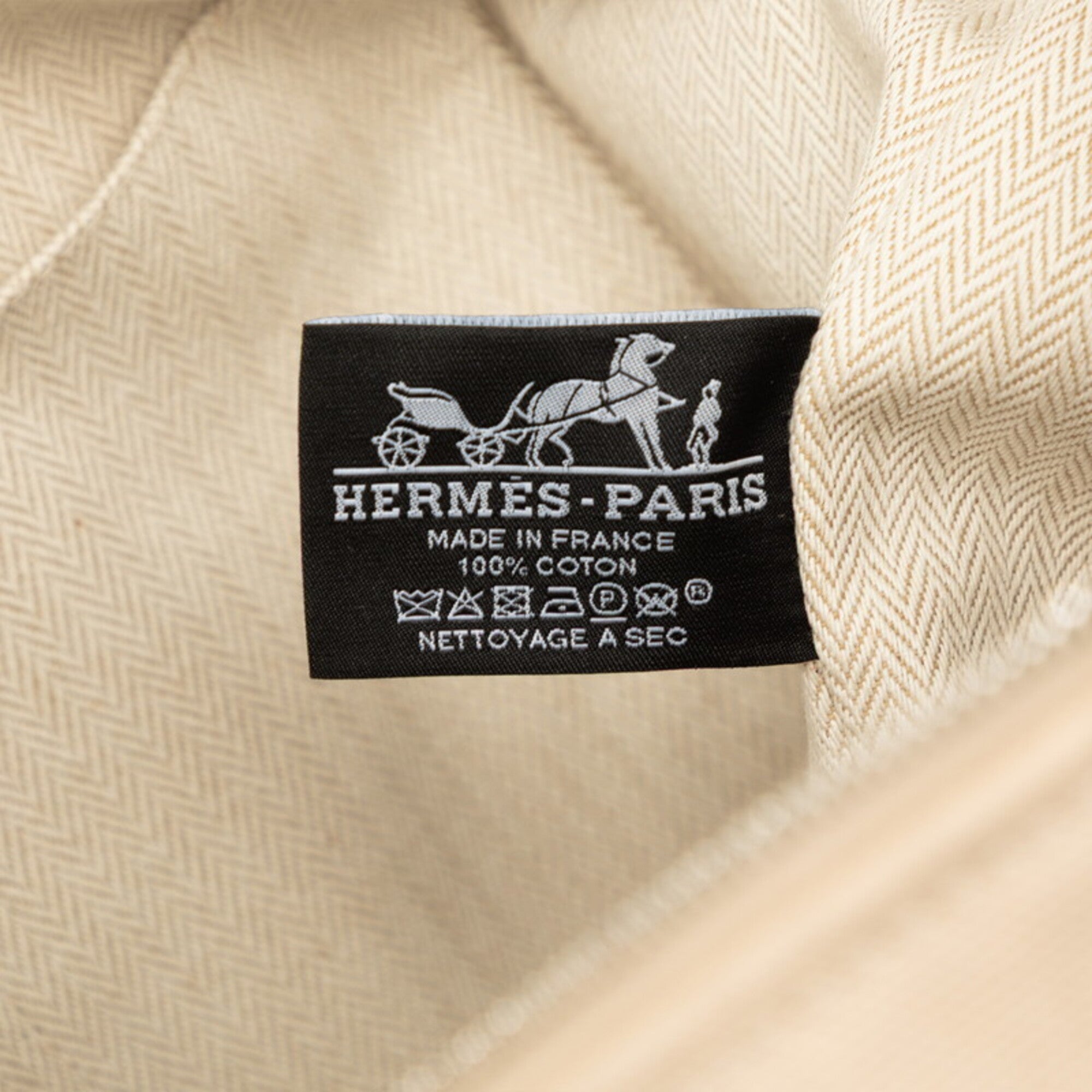 Hermes Beige Gray Cotton Handbag Pouch (Pre-Owned)
