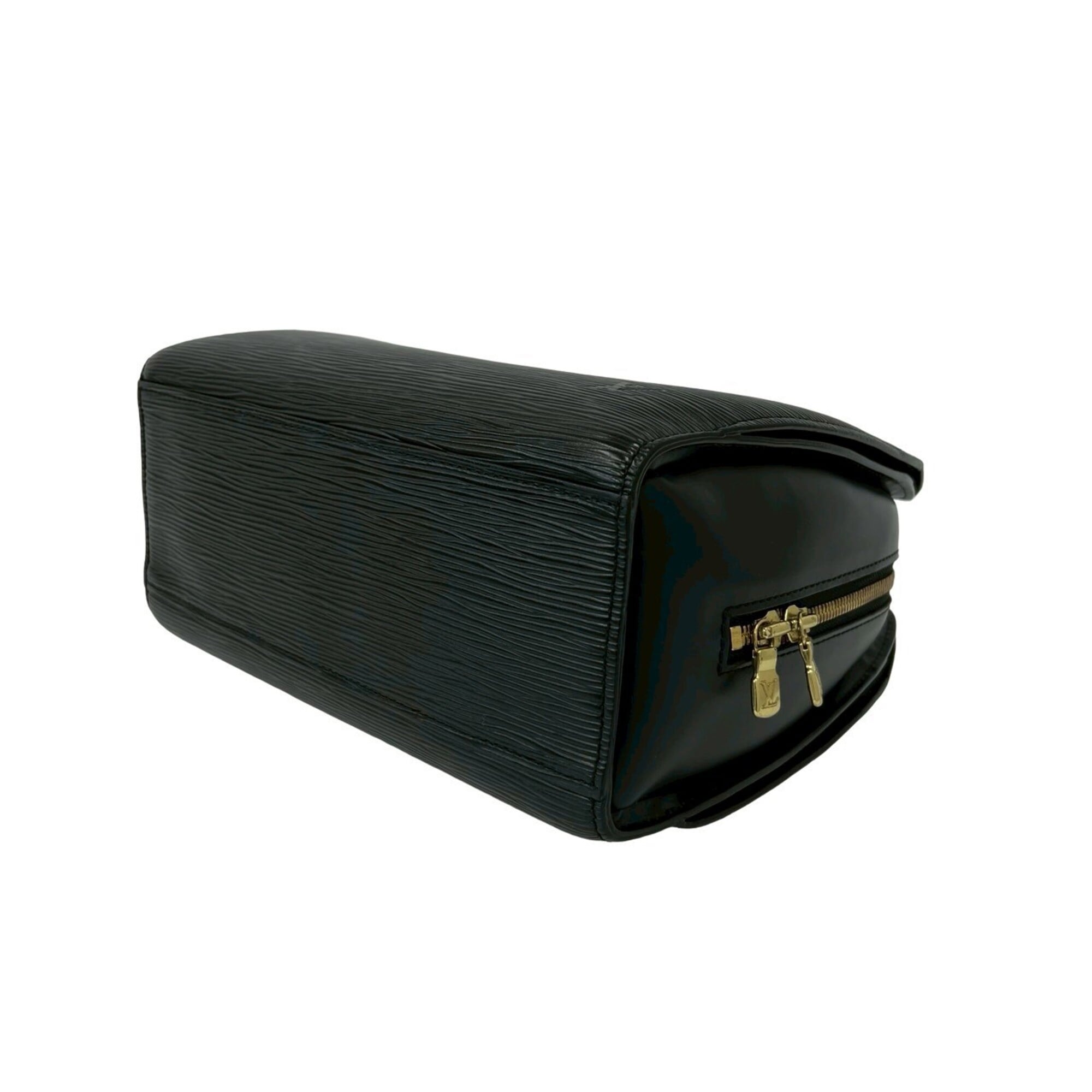 Louis Vuitton Black Leather Boston Bag Handbag (Pre-Owned)