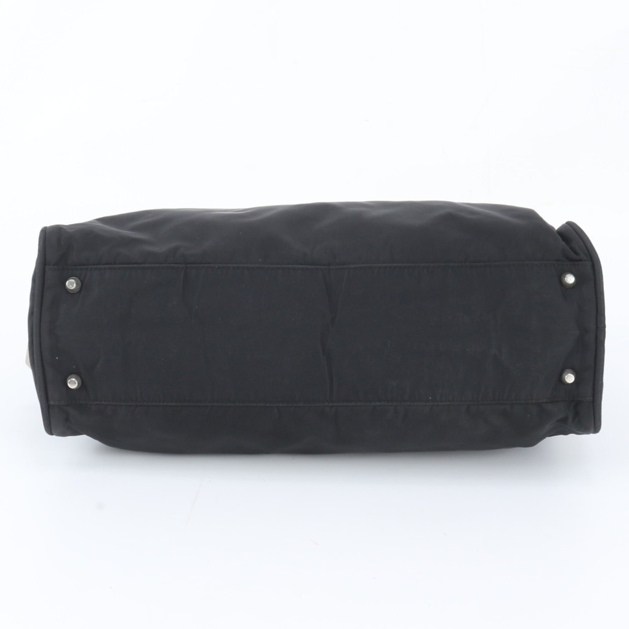 Prada Black Nylon Leather Handbag Tote Bag (Pre-Owned)