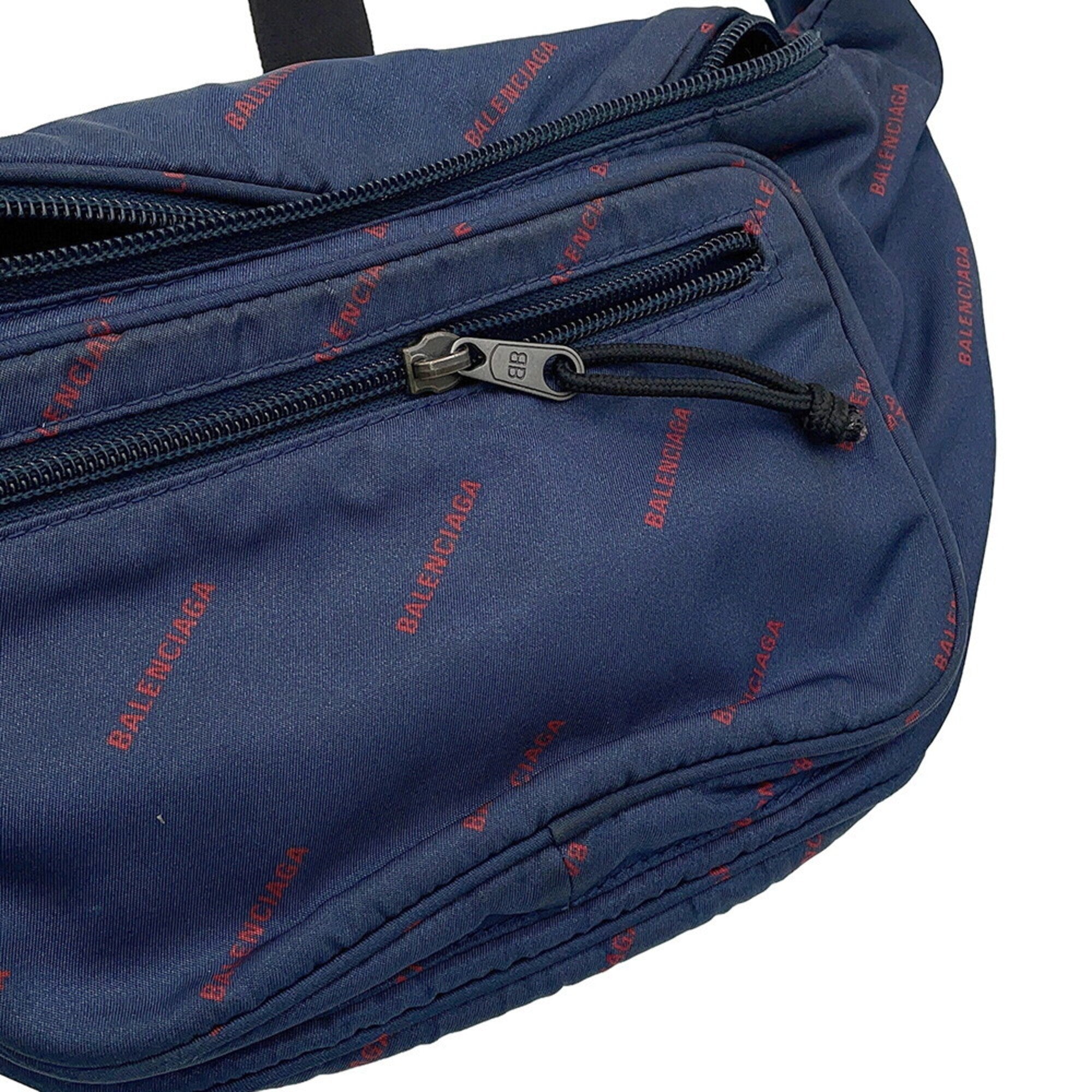 Balenciaga Navy Red Color Nylon Sling Bag (Pre-Owned)