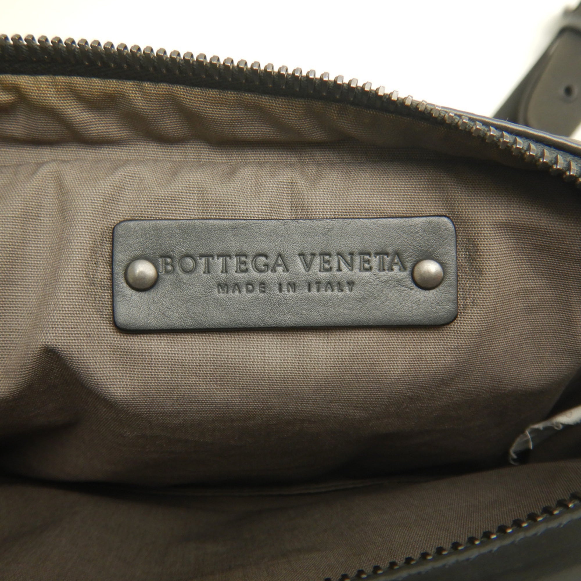 Bottega Veneta Intrecciato Dark Gray Intrecciato Fanny Pack (Pre-Owned)