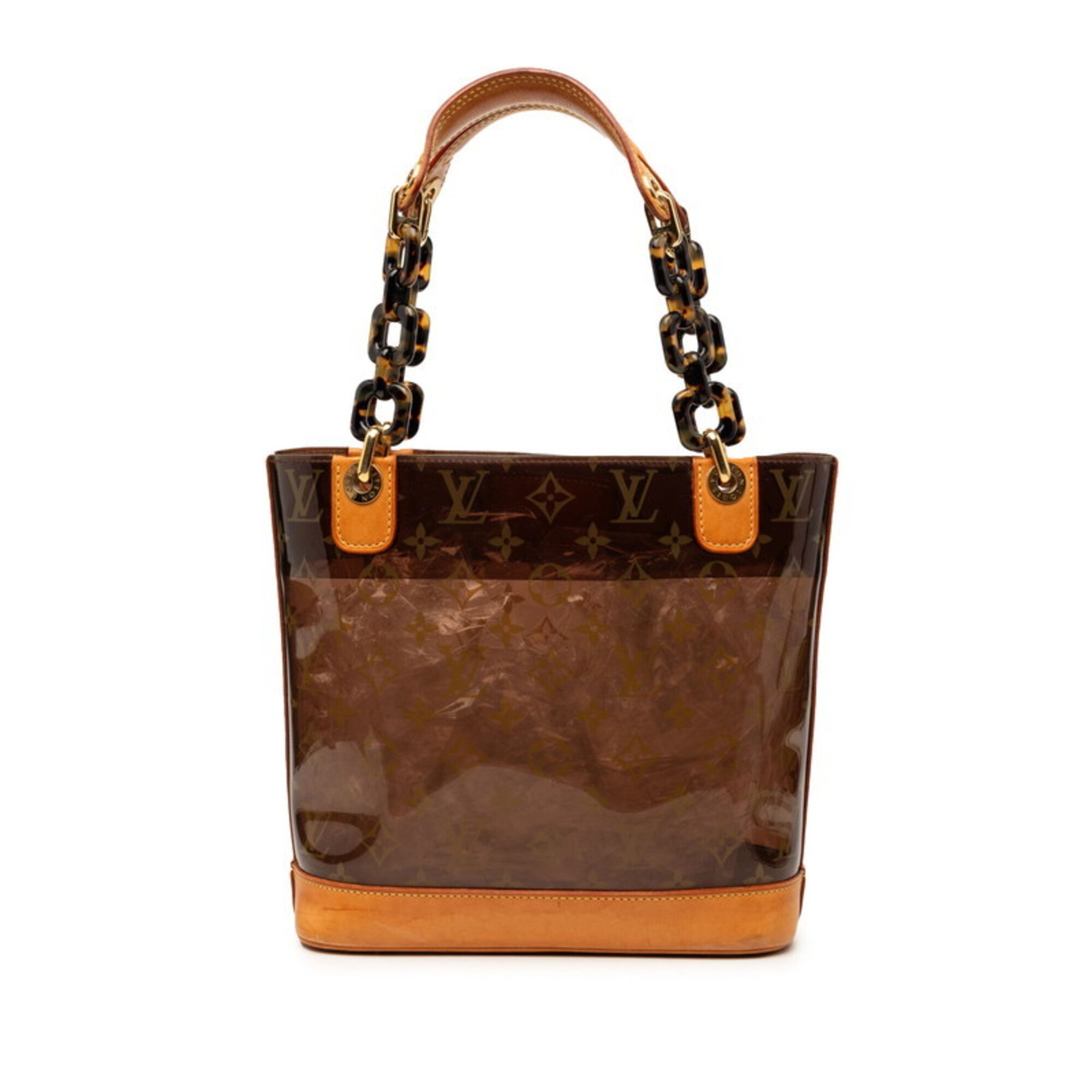 Louis Vuitton Beige Brown Vinyl Leather Handbag (Pre-Owned)