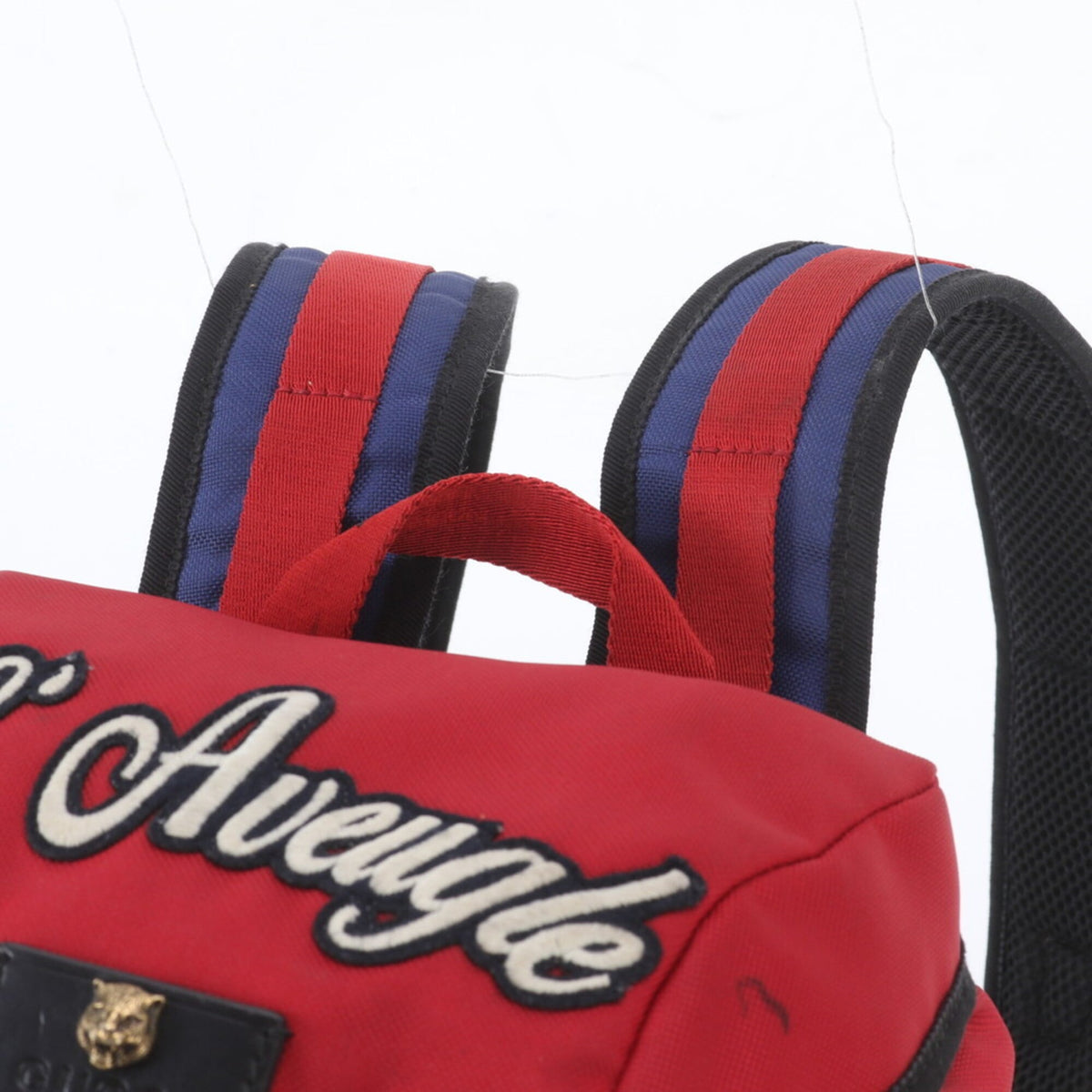 Gucci Red Color Leather Canvas Backpack Shoulder Bag (Pre-Owned)