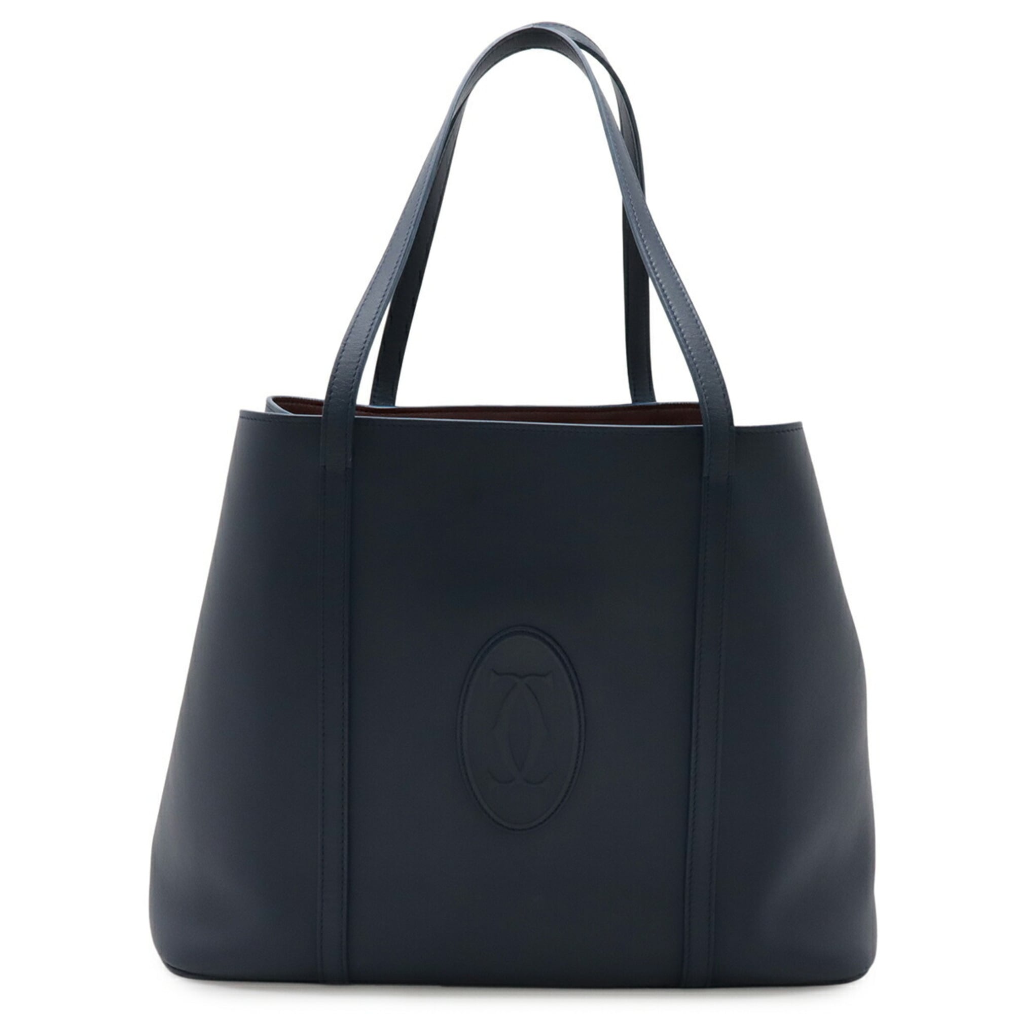 Cartier Blue Leather Shoulder Bag Tote Bag (Pre-Owned)