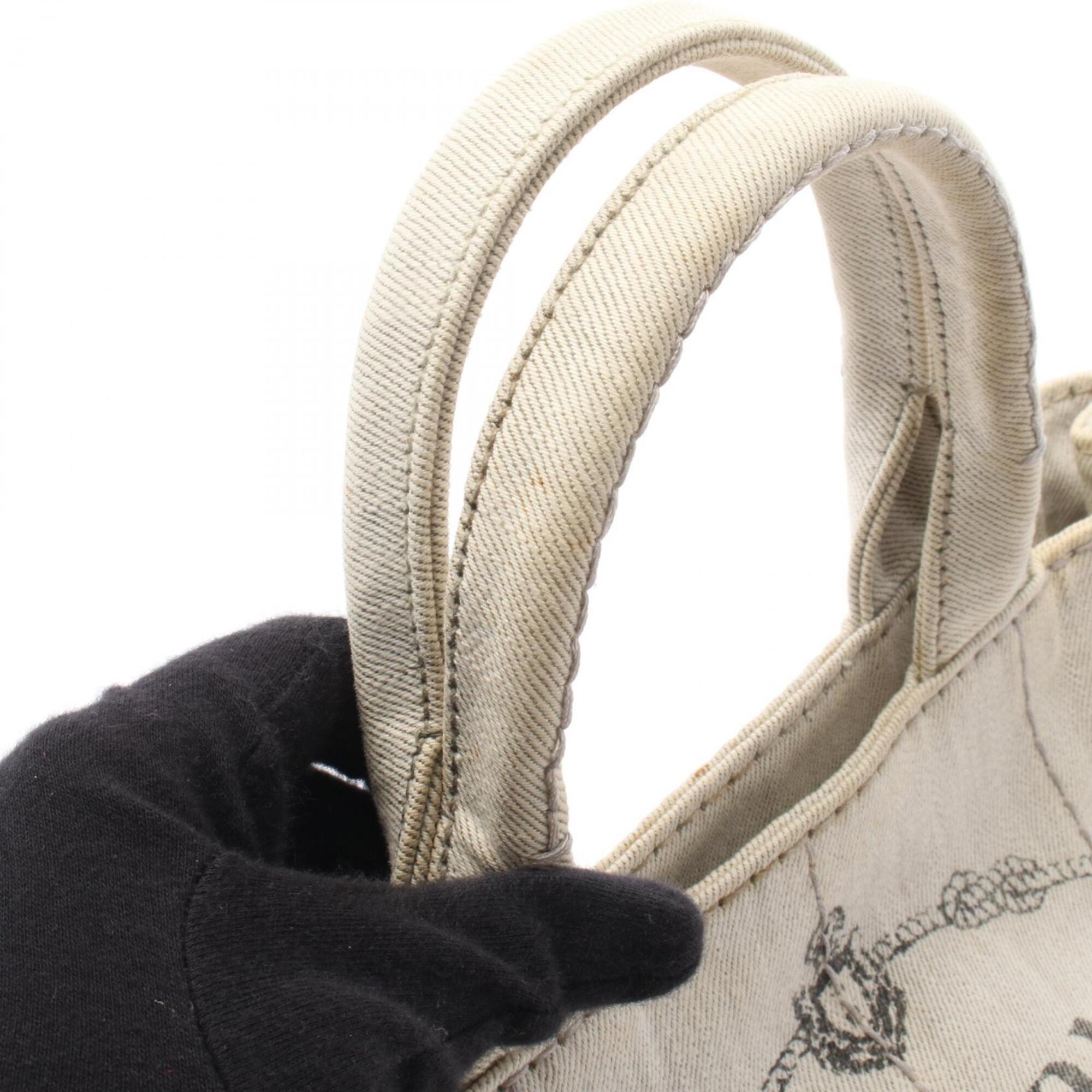 Prada Gray Canvas Handbag Tote Bag (Pre-Owned)