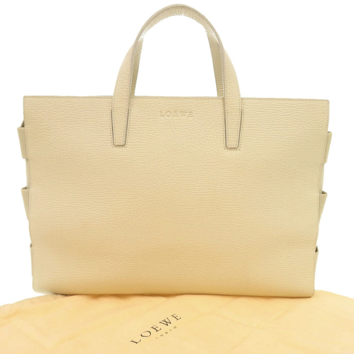 Loewe Ivory Leather Handbag Tote Bag (Pre-Owned)