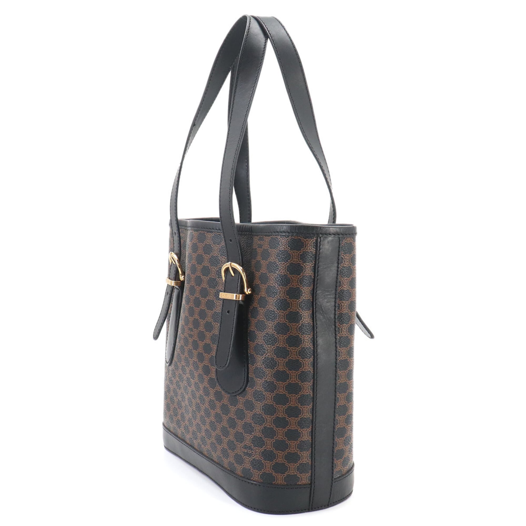Celine Black Brown Faux Leather Handbag Tote Bag (Pre-Owned)