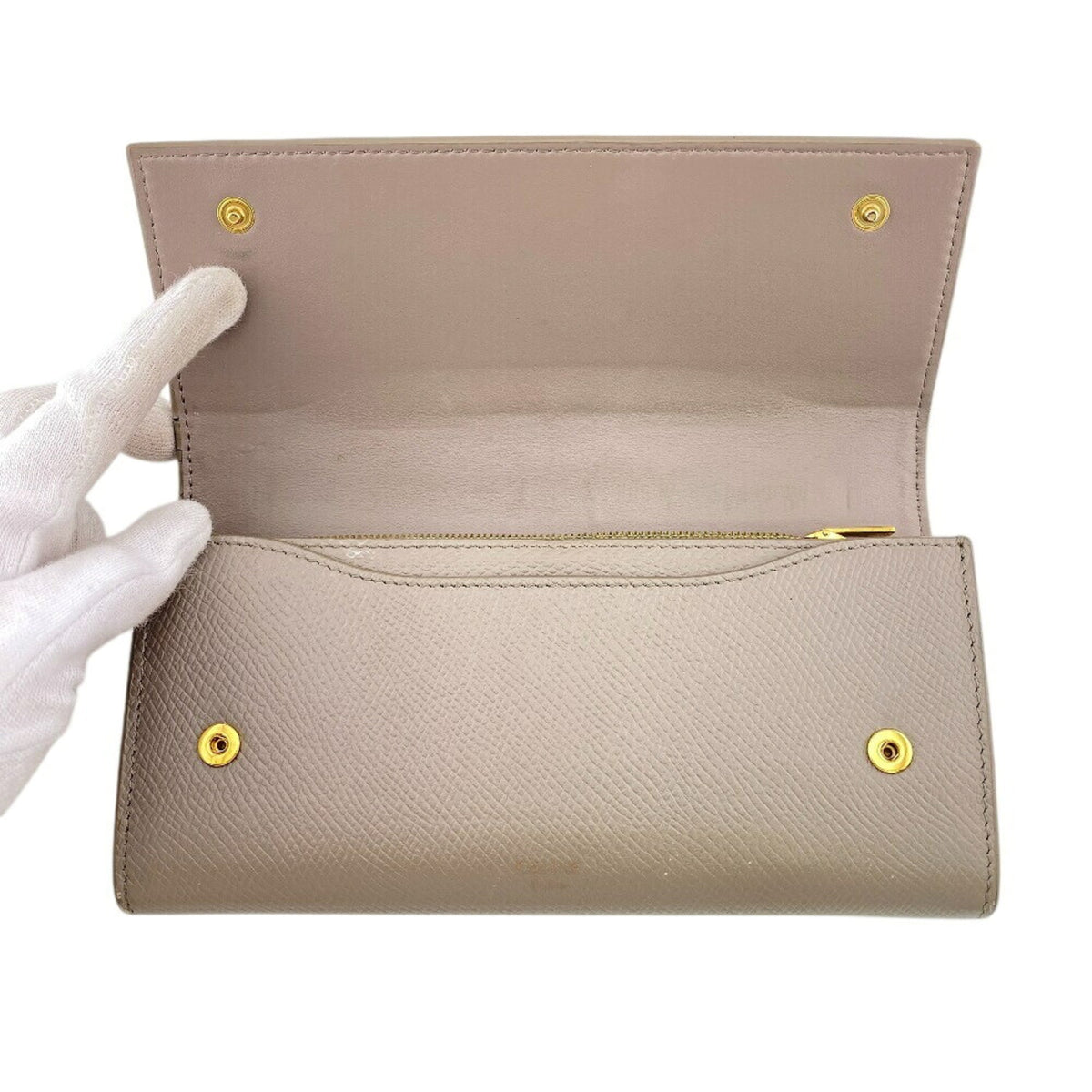 Celine Grayish Leather Long Wallet (Bi-Fold) (Pre-Owned)