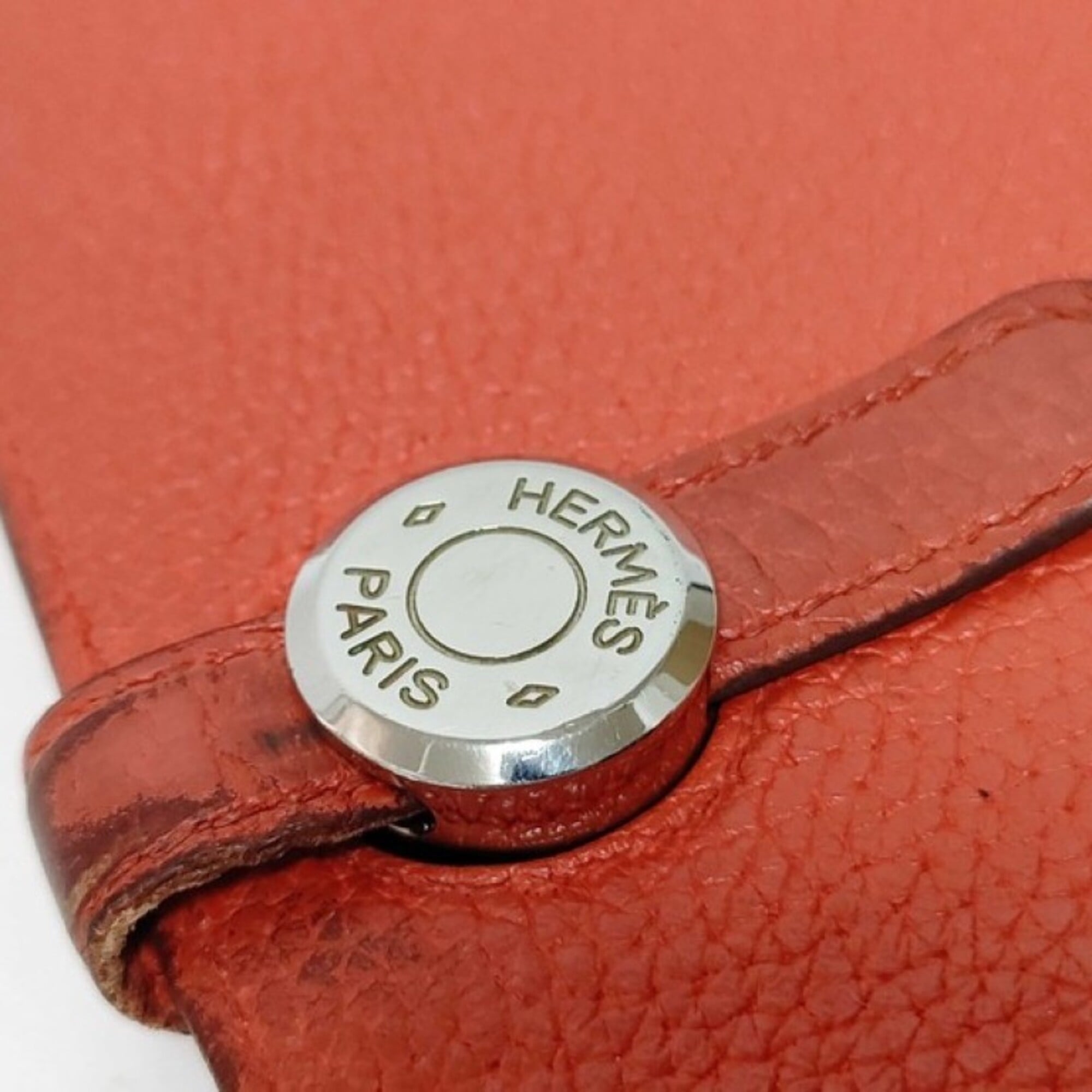 Hermes Dogon Orange Taurillon Clemence Leather Long Wallet (Bi-Fold) (Pre-Owned)