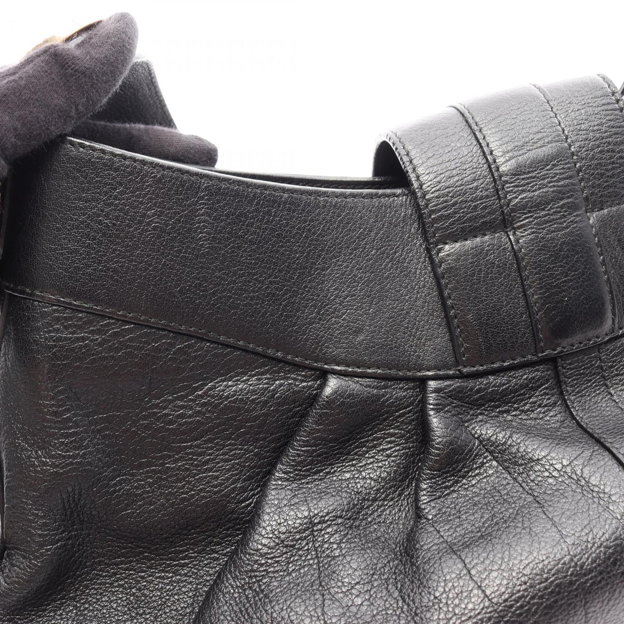 Bvlgari Black Leather Handbag Shoulder Bag (Pre-Owned)