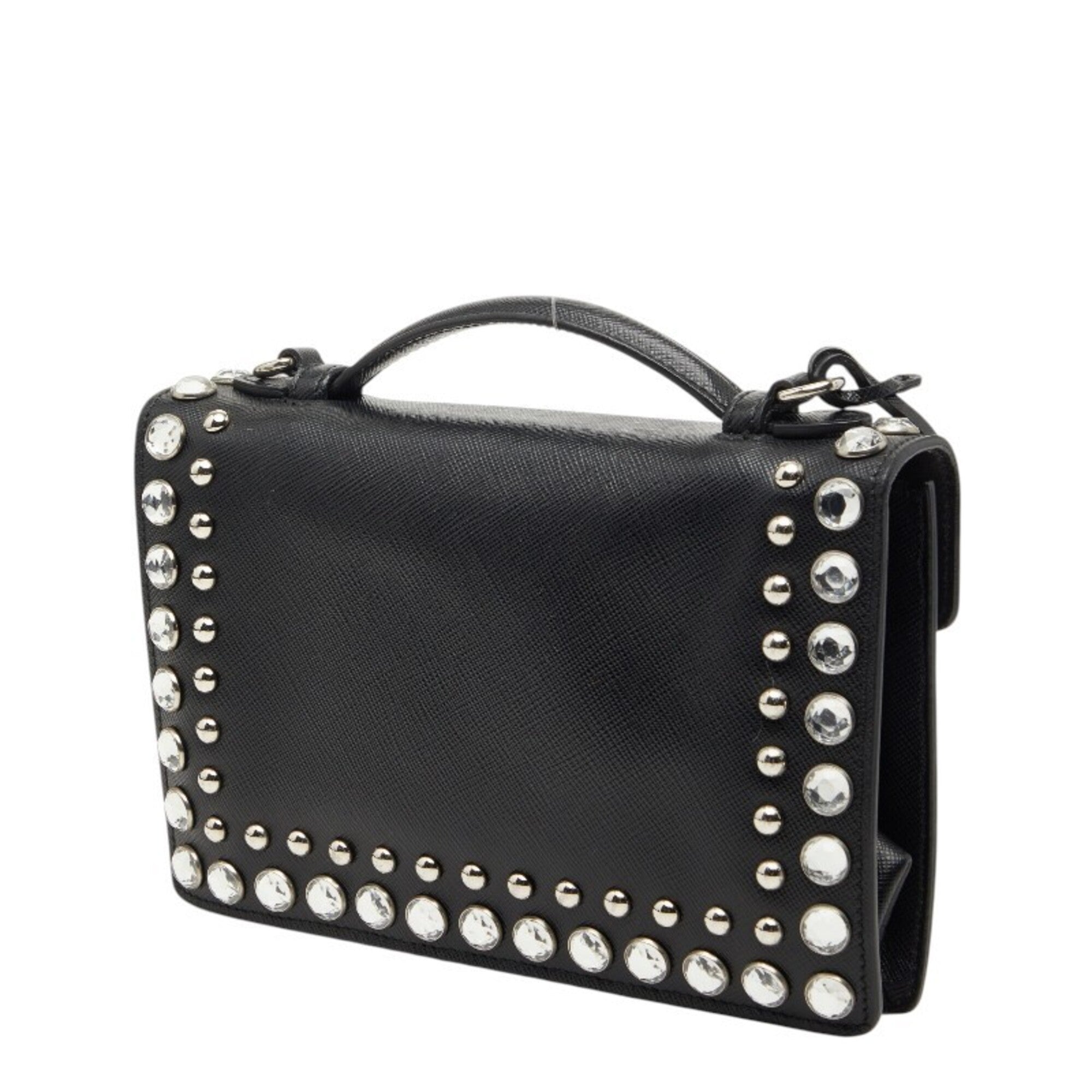 Prada Black Leather Handbag Shoulder Bag (Pre-Owned)