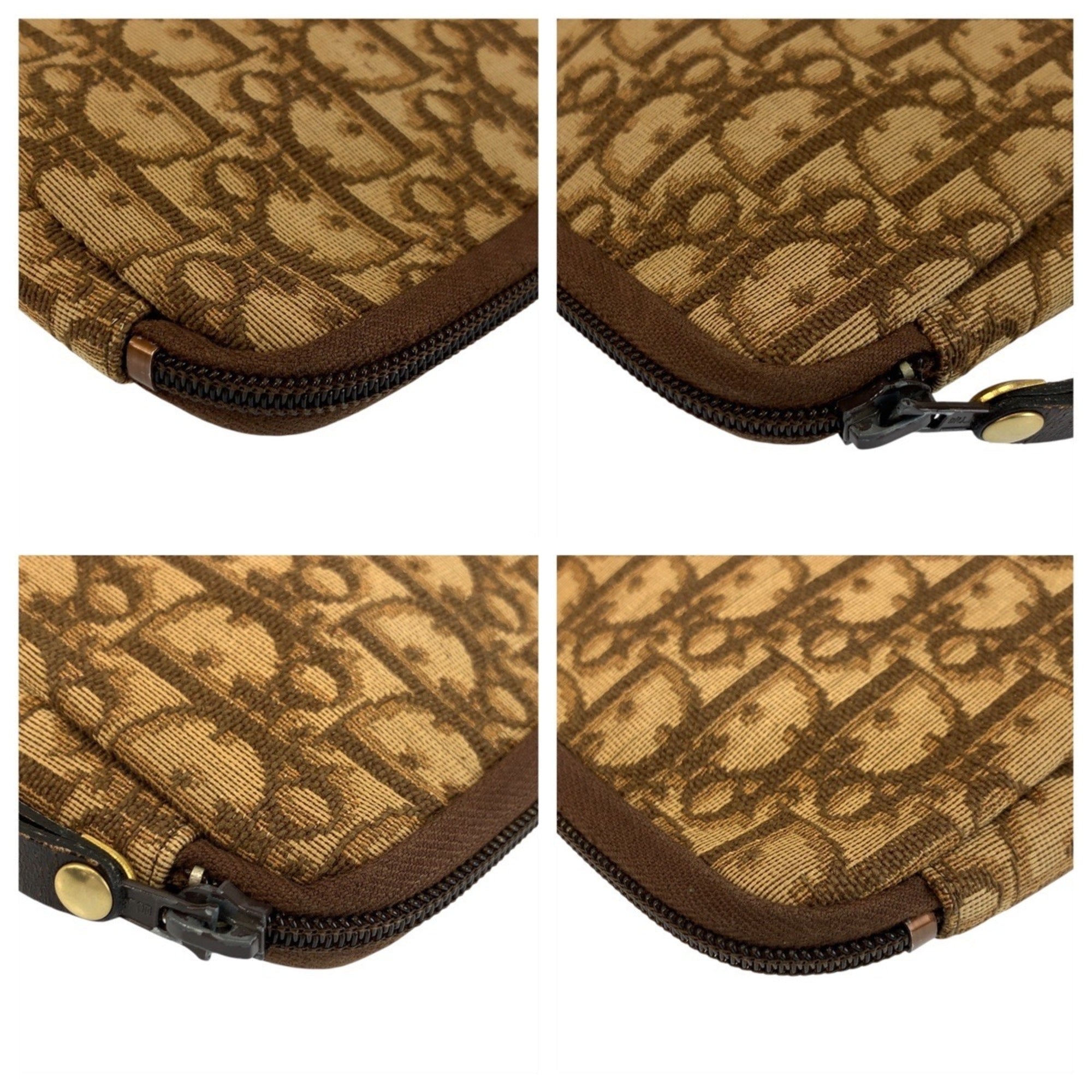 Christian Dior Beige Brown Canvas Leather Clutch Bag (Pre-Owned)