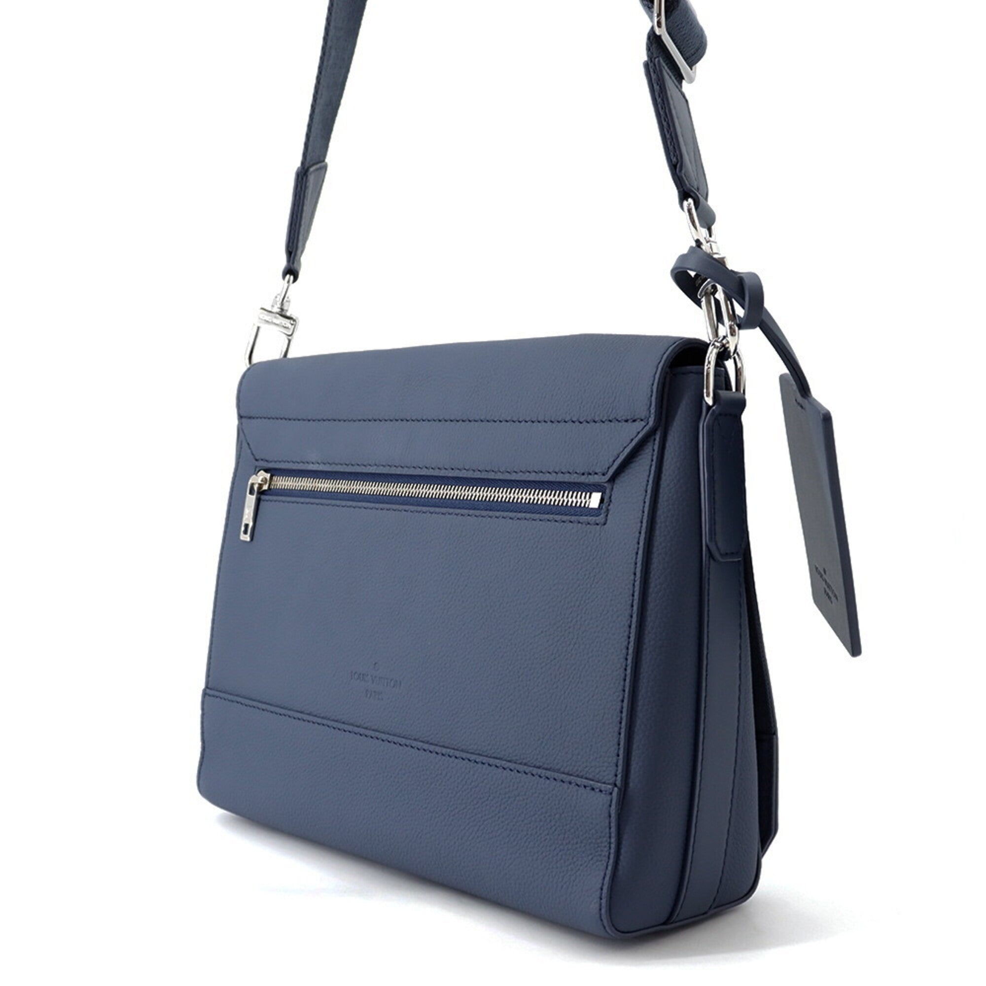 Louis Vuitton Navy Leather Handbag Shoulder Bag (Pre-Owned)