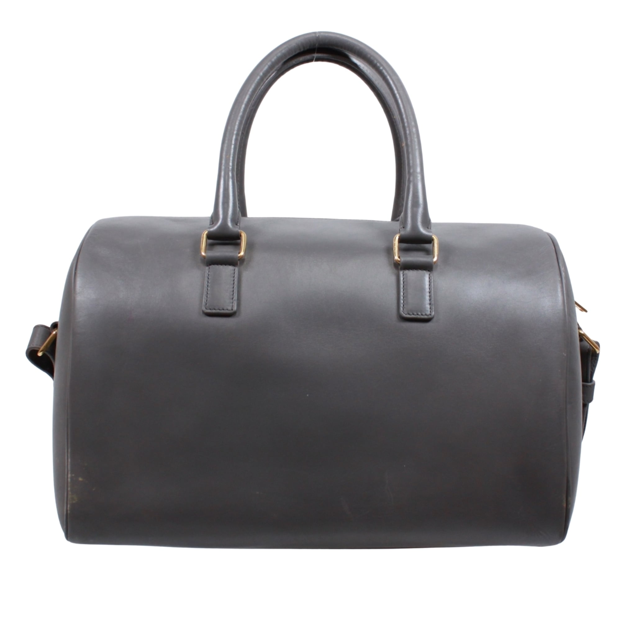 Saint Laurent Gray Leather Boston Bag Handbag (Pre-Owned)