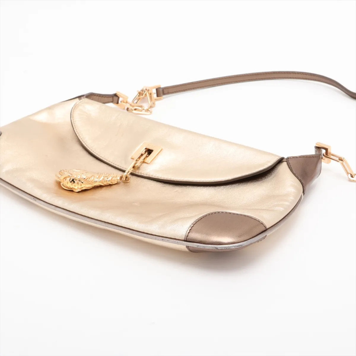 Gucci Gold Leather Handbag Shoulder Bag Tote Bag (Pre-Owned)