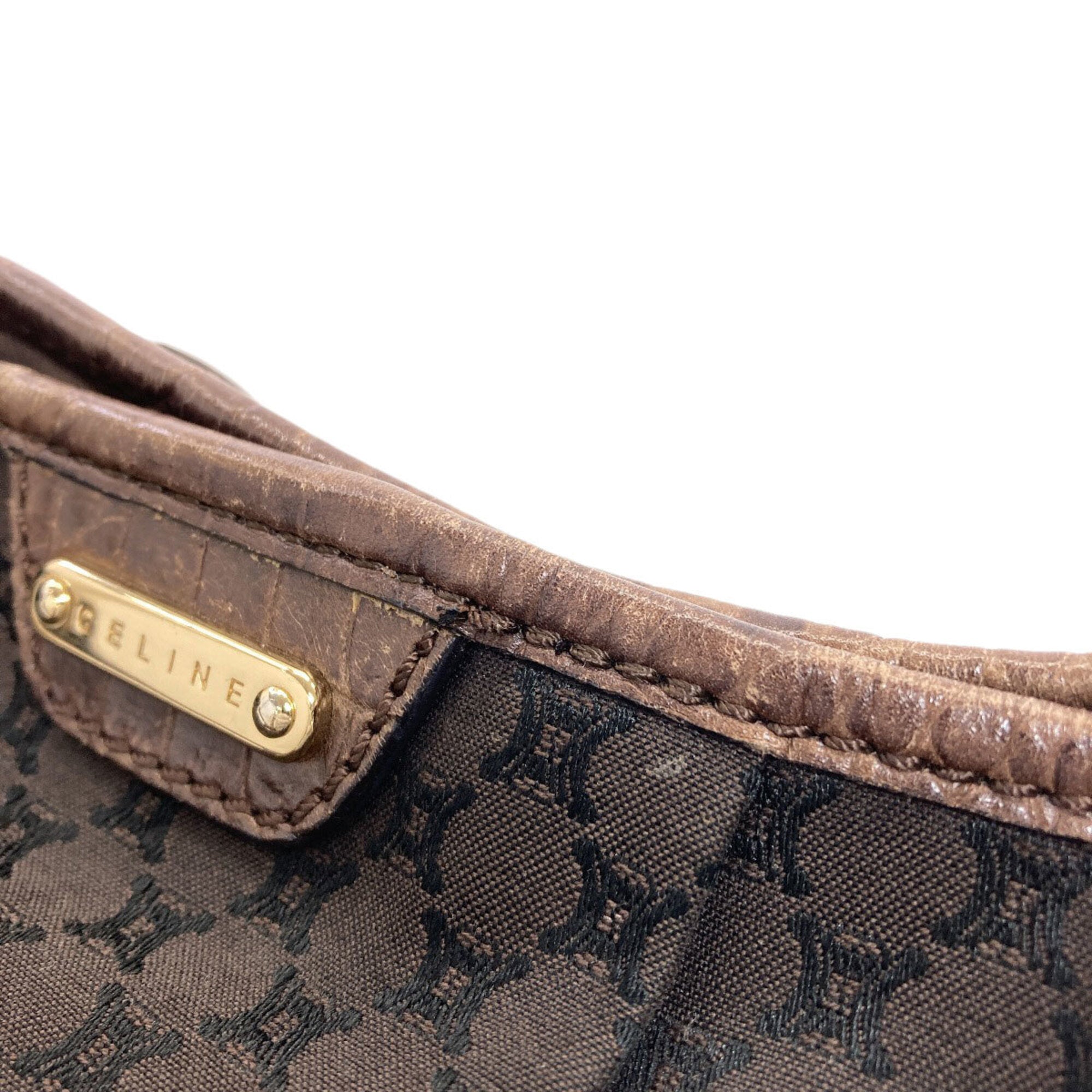 Celine Macadam Brown Canvas Shoulder Bag (Pre-Owned)