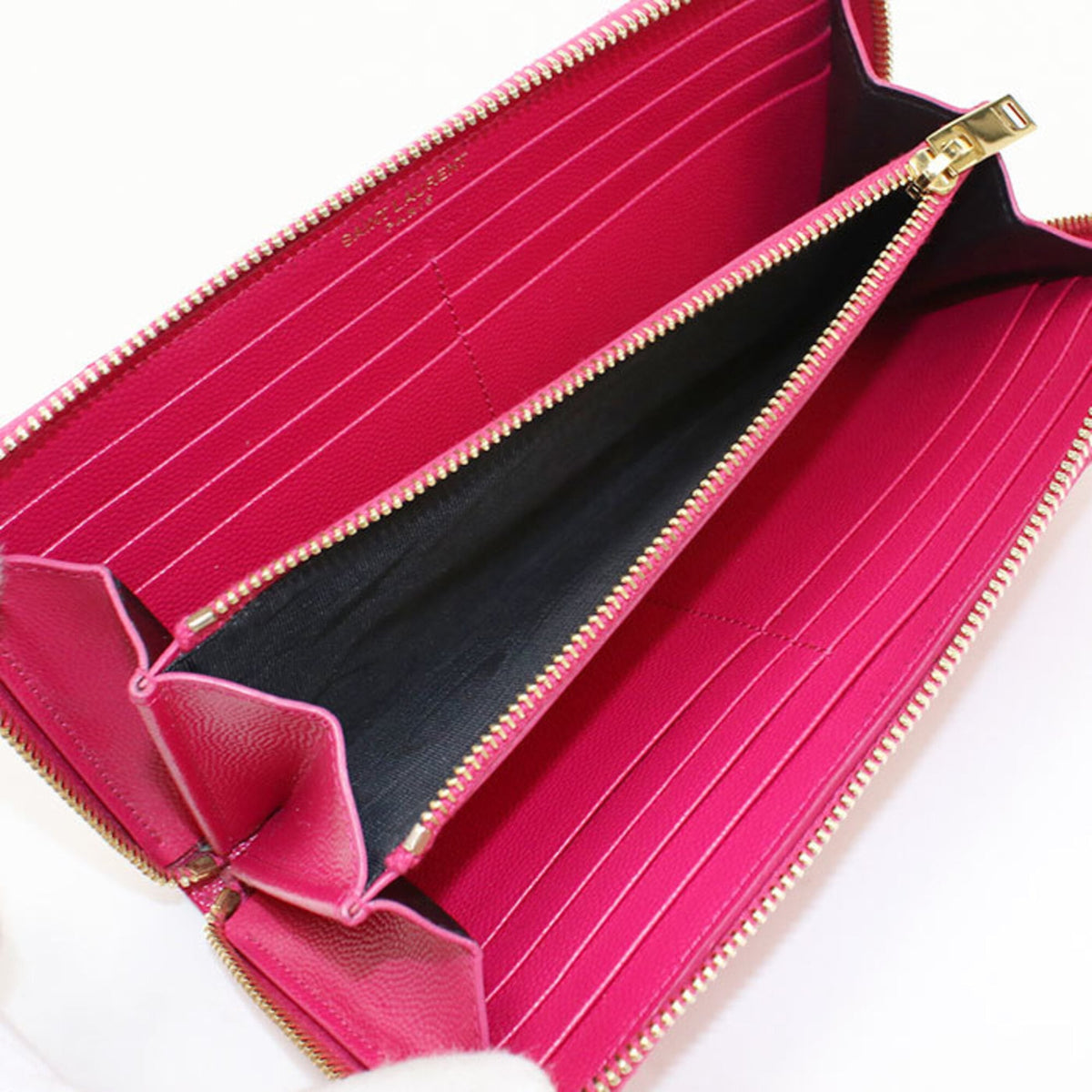 Saint Laurent Pink Leather Long Wallet (Bi-Fold) (Pre-Owned)