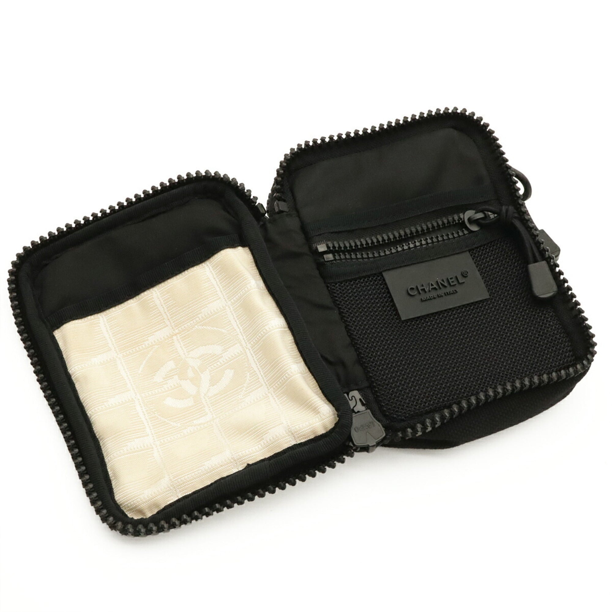 Chanel Black Ivory Nylon Jacquard Fanny Pack Shoulder Bag (Pre-Owned)