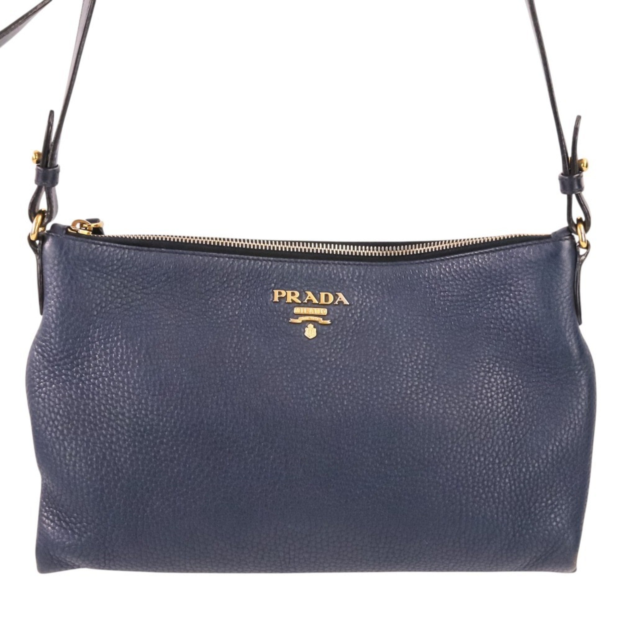 Prada Navy Leather Shoulder Bag (Pre-Owned)