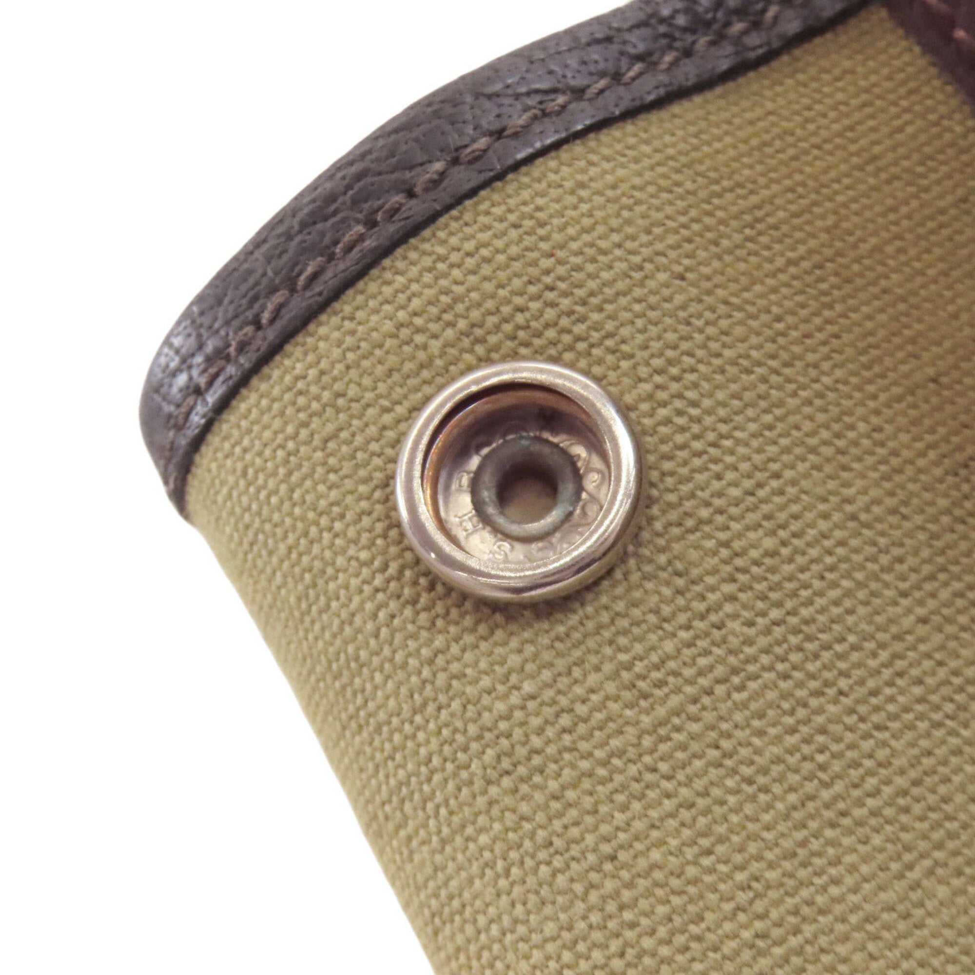 Hermes Garden Khaki Toile Officier Tote Bag (Pre-Owned)