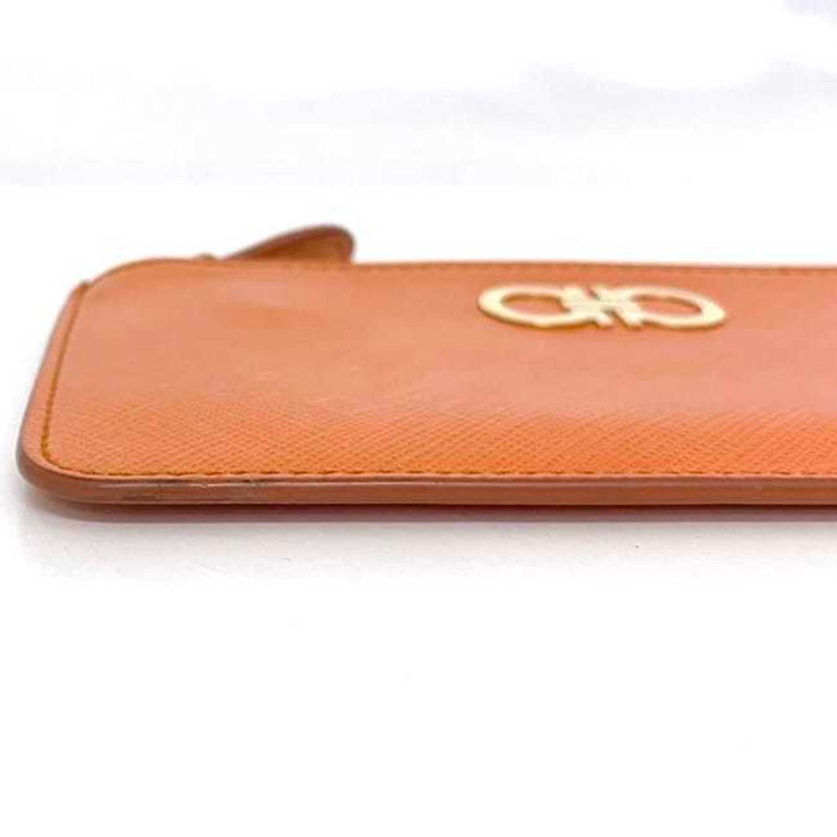 Salvatore Ferragamo Orange Leather Coin Purse/Coin Case (Pre-Owned)
