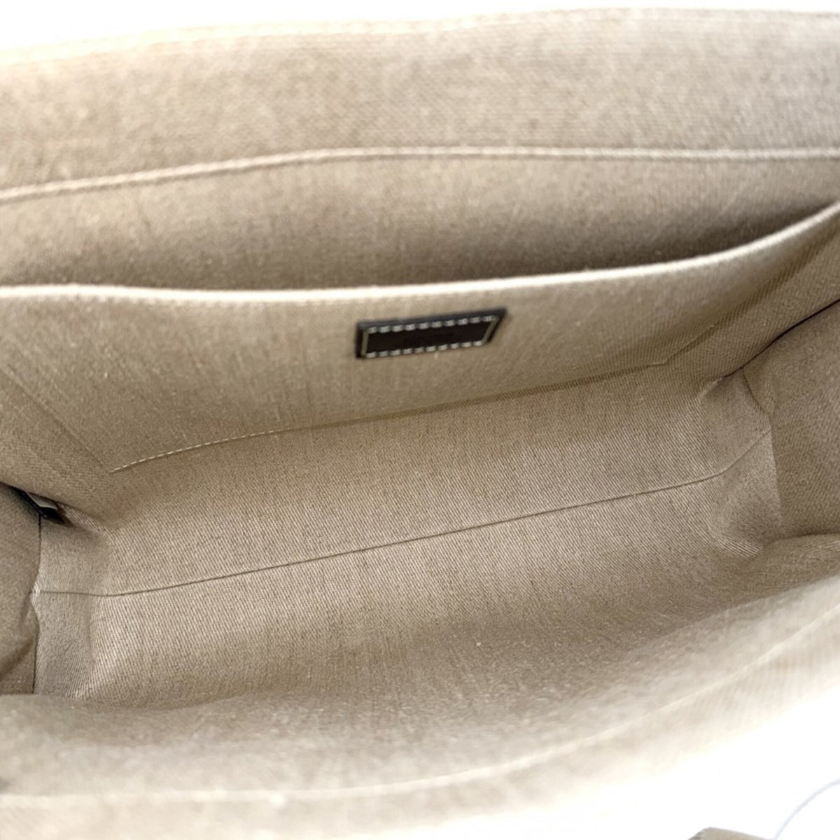 Chloé Beige Black Linen Canvas Leather Handbag (Pre-Owned)