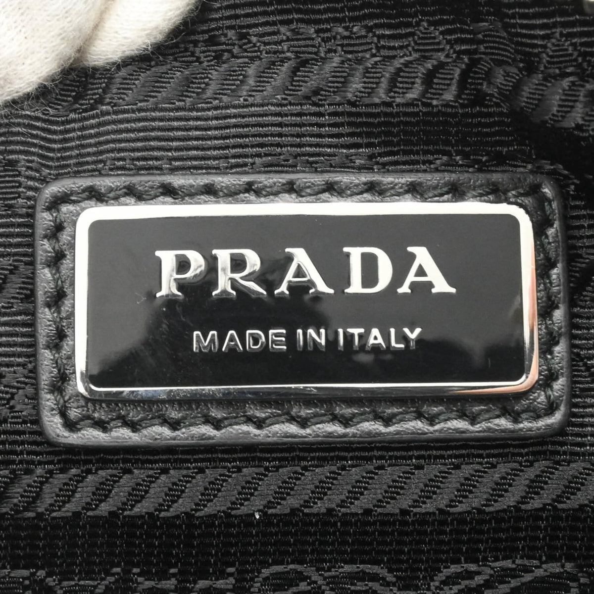 Prada Saffiano Gray Leather Pouch Shoulder Bag (Pre-Owned)