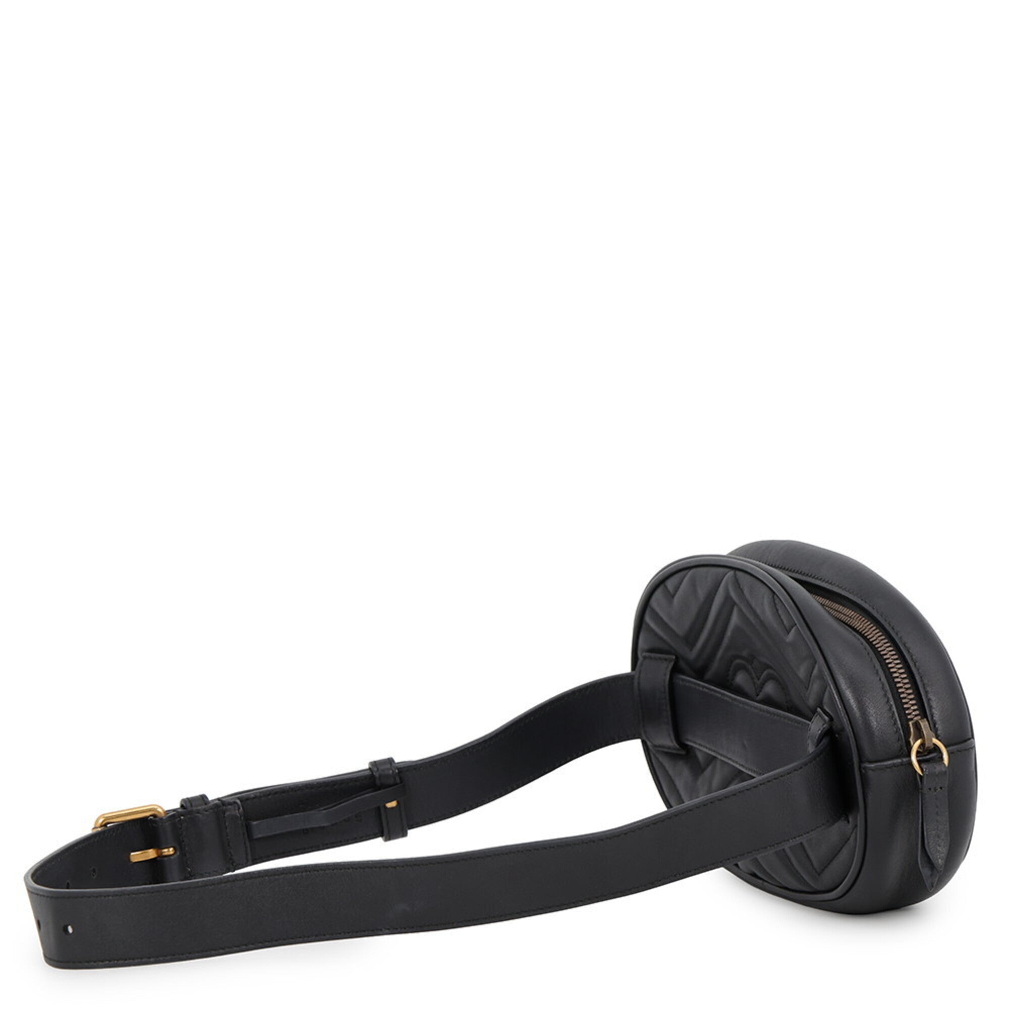 Gucci Gg Marmont Black Leather Handbag Pouch Sling Bag (Pre-Owned)