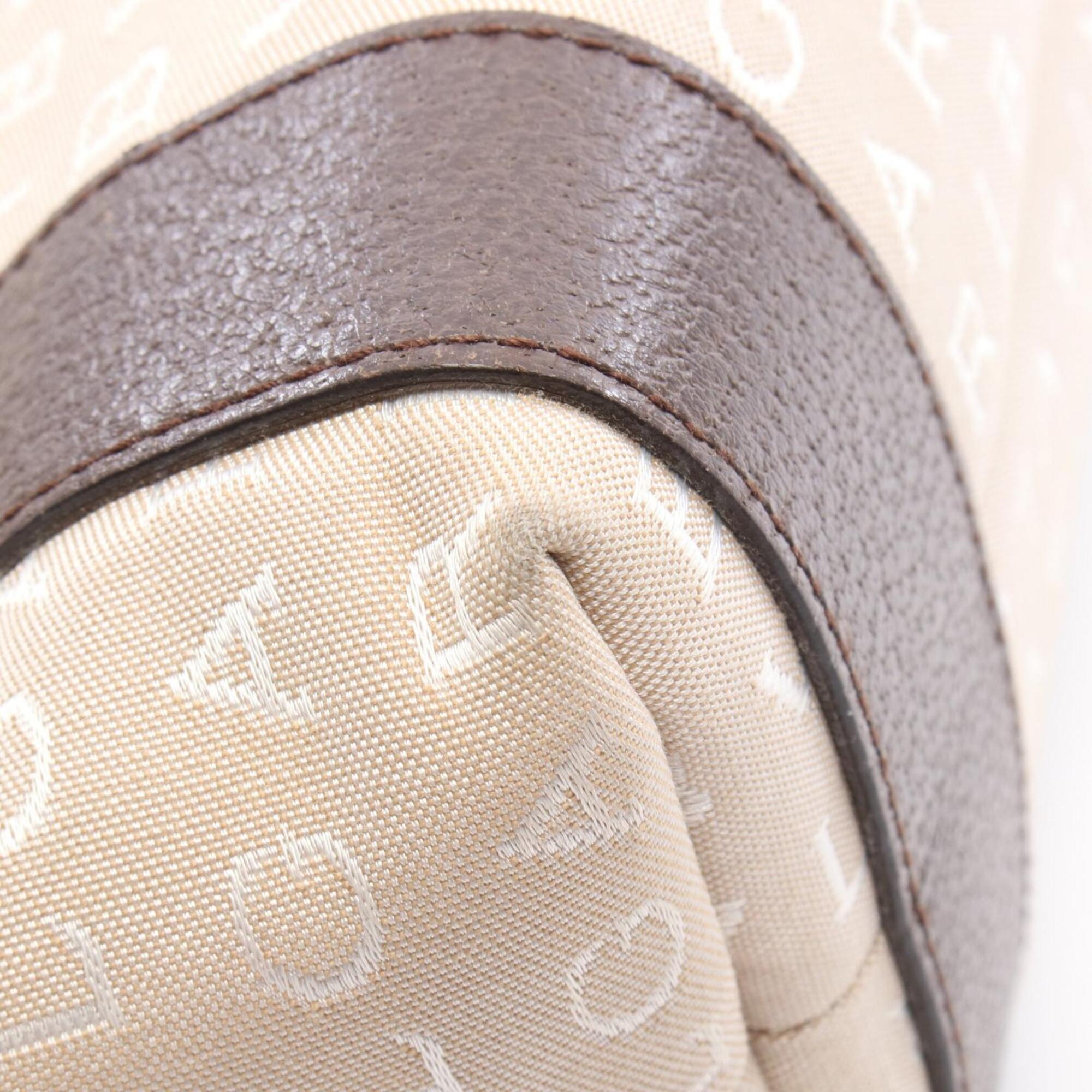 Bvlgari Beige Brown Canvas Leather Handbag Pouch Tote Bag (Pre-Owned)