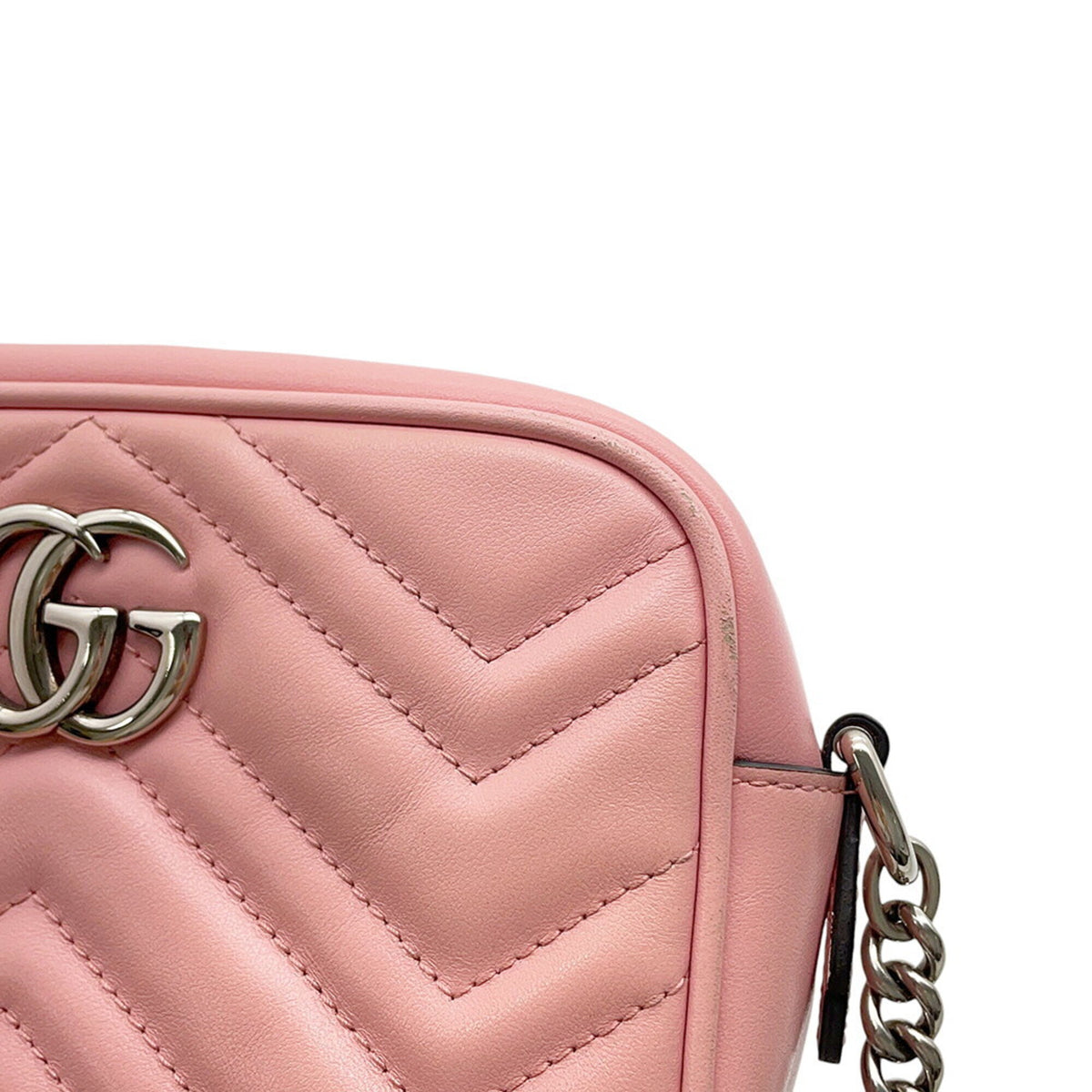 Gucci Gg Marmont Pink Leather Shoulder Bag (Pre-Owned)