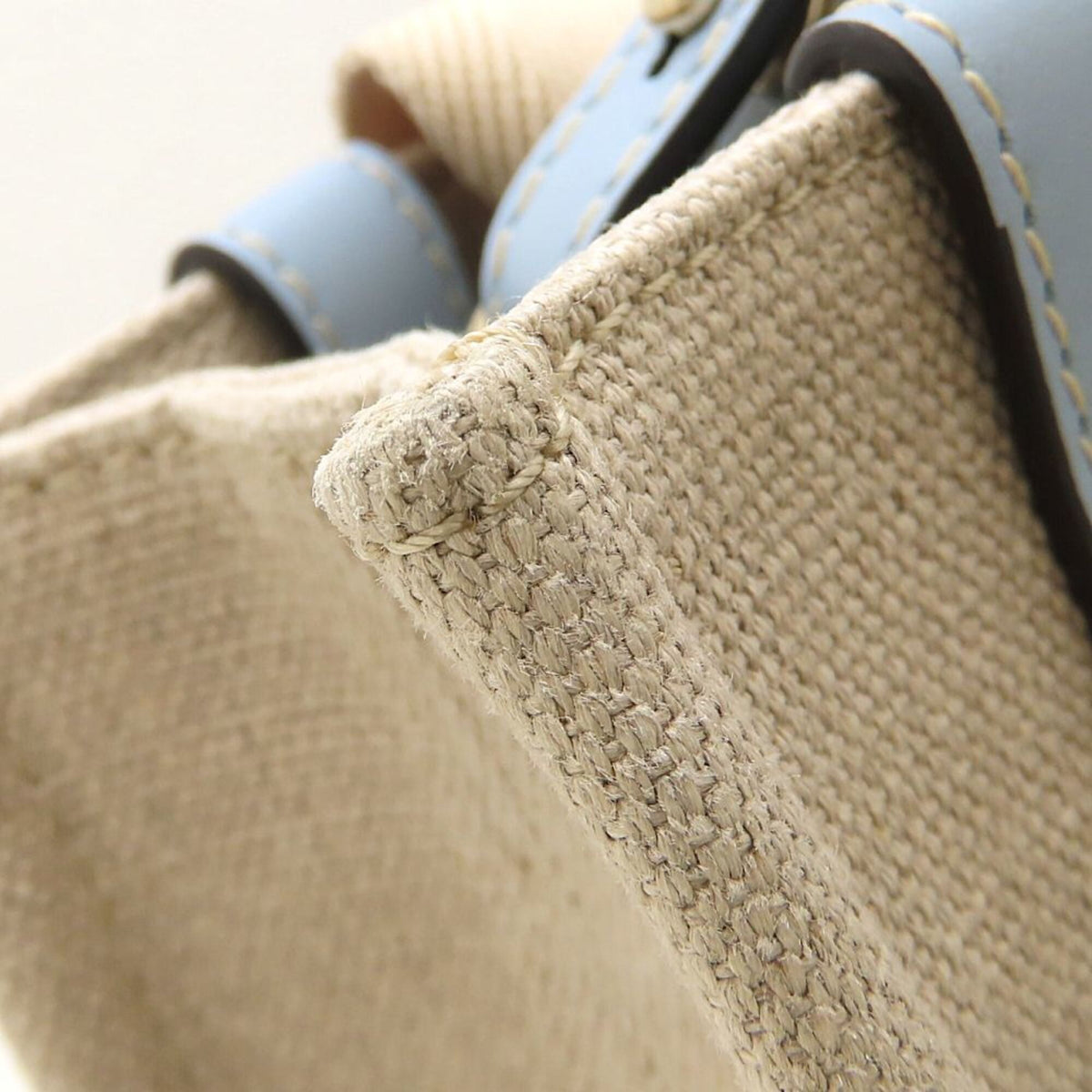 Chloé Light Blue White Linen Leather Handbag Shoulder Bag (Pre-Owned)