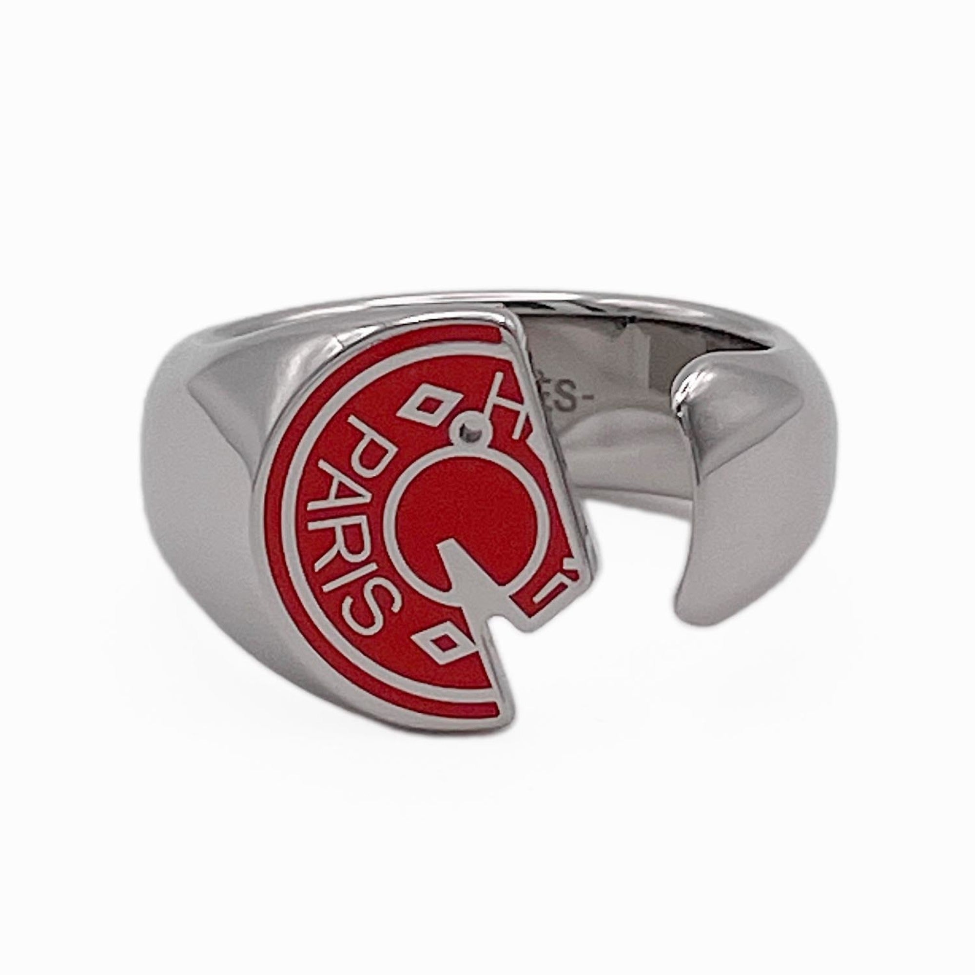 Hermes Silver Orange Stainless Steel Band Ring (Pre-Owned)