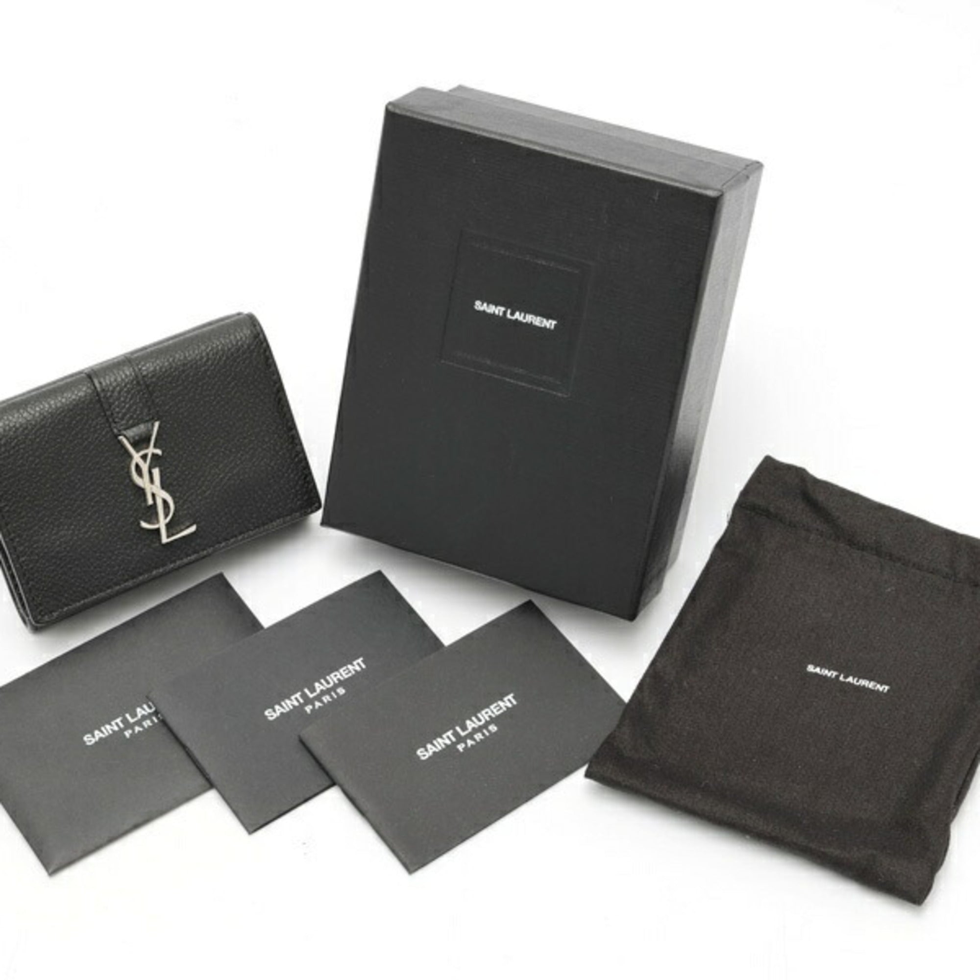 Saint Laurent Black Leather Wallet (Tri-Fold) (Pre-Owned)