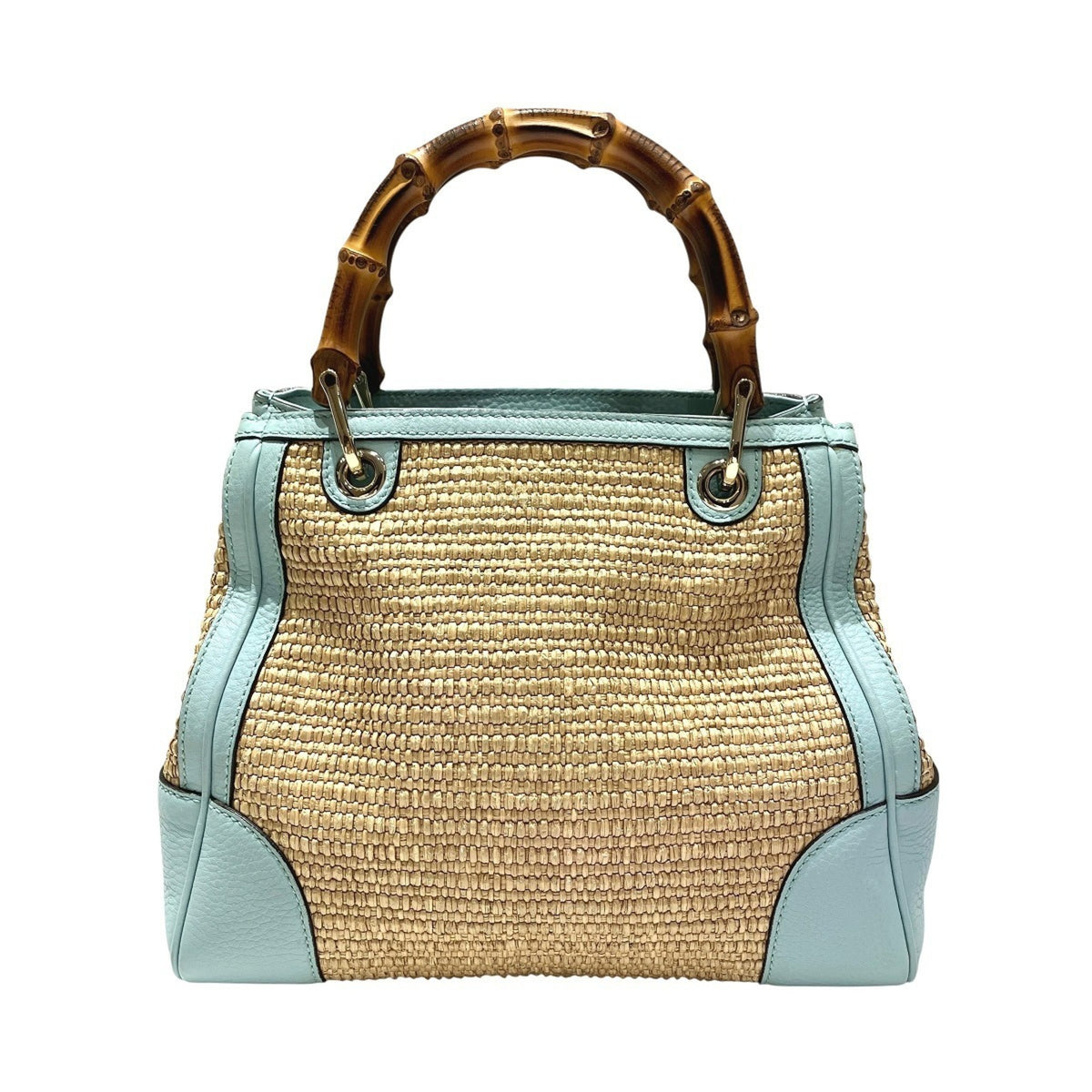 Gucci Bamboo Straw Leather Shoulder Bag (Pre-Owned)