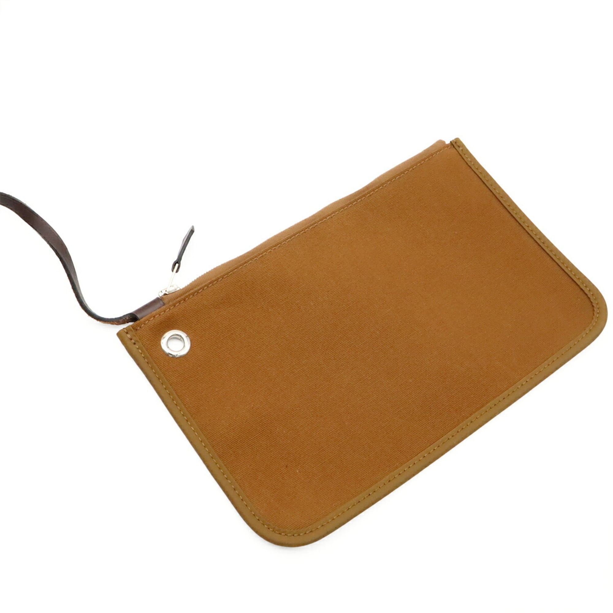 Hermes Dark Brown Light Brown Toile Officier Handbag Pouch Shoulder Bag (Pre-Owned)